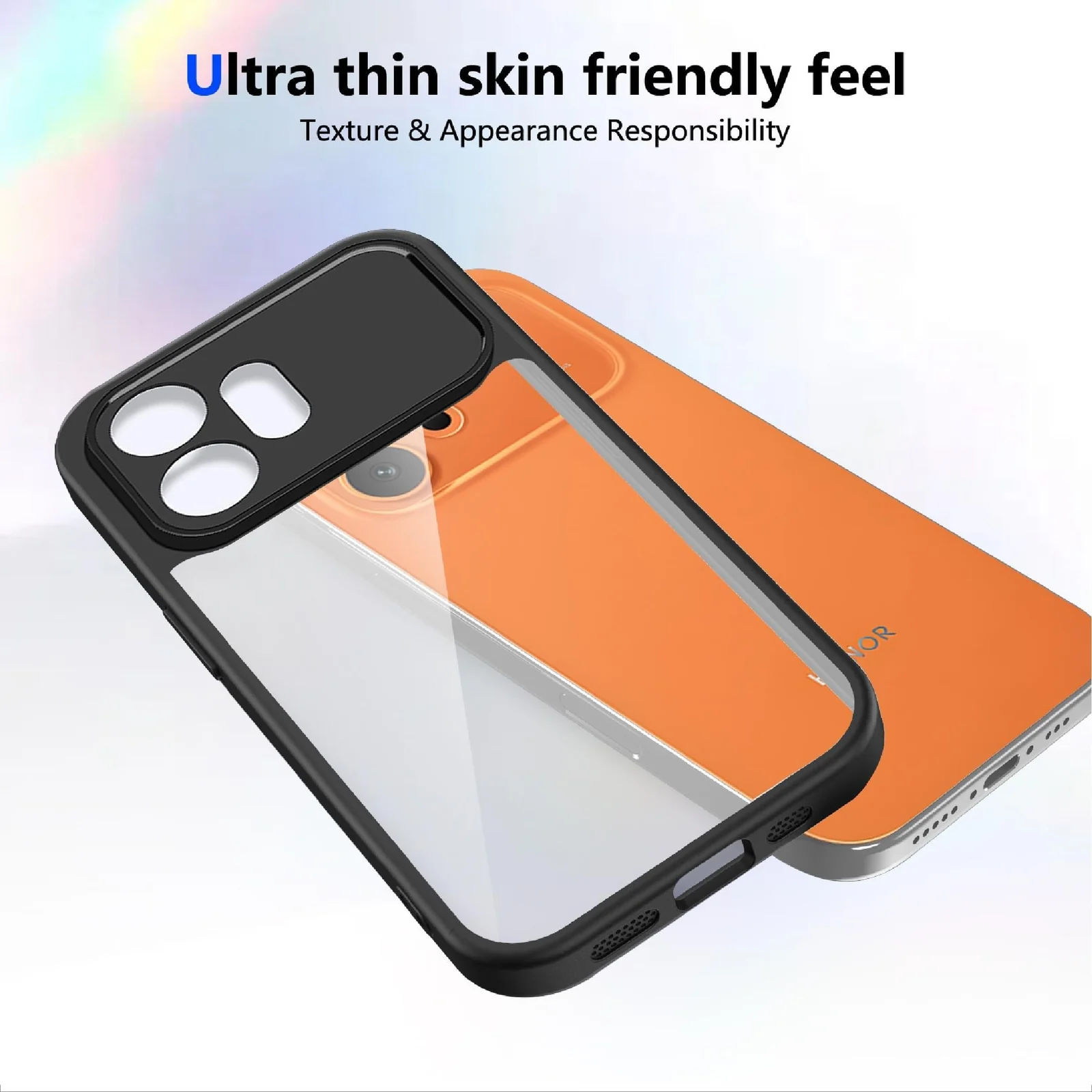 DL3 Mobilak Compatible with Honor 600 5G Case Transparent, Military-Grade Shockproof Anti-Yellowing, Slim Protective Phone Case Full Bumper Cover With Camera Protective - Black