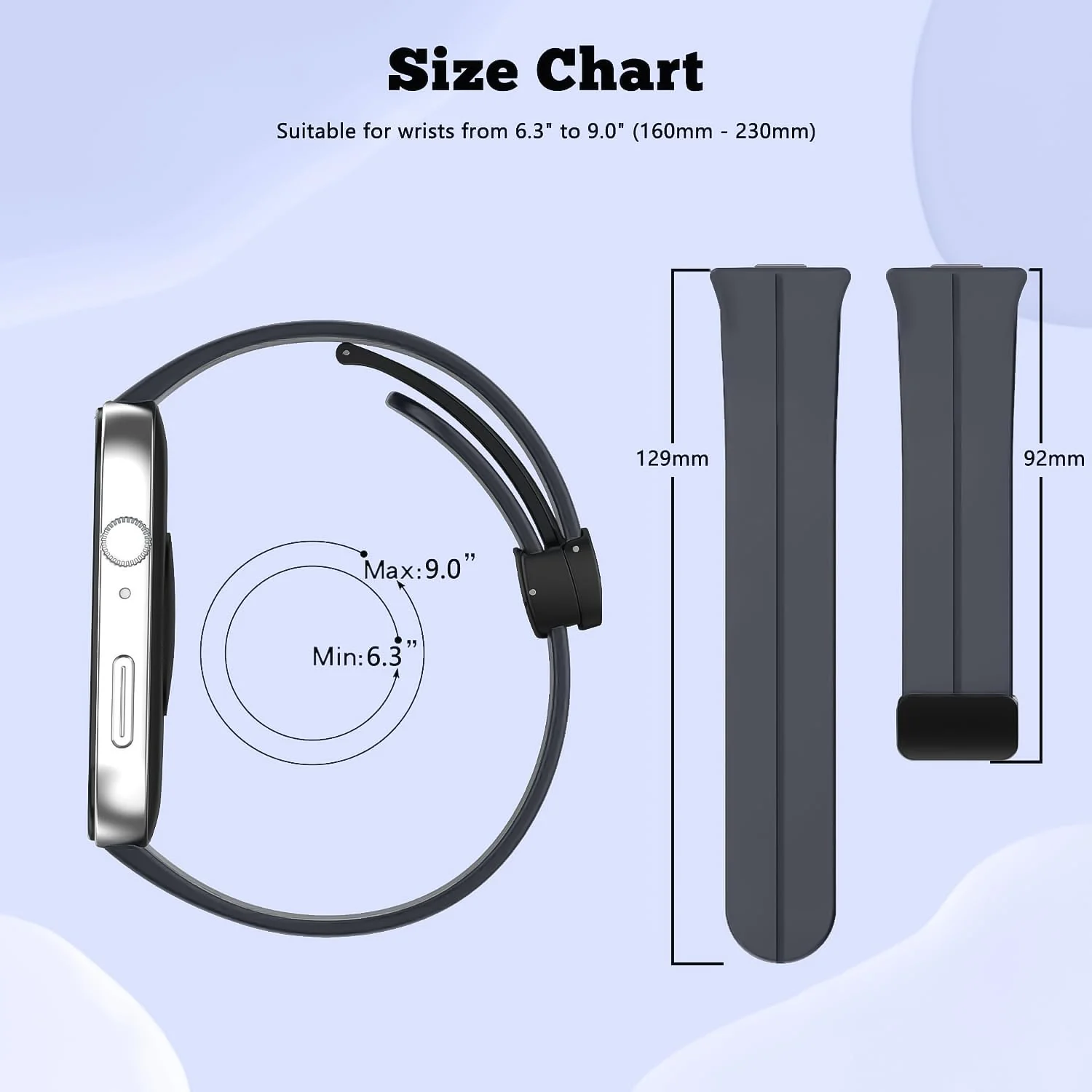 DL3 Mobilak Silicone Strap Compatible with Huawei Watch Fit 3/Watch Fit 4 Pro/Fit 4 Magnetic Metal Stainless Buckle Sport Silicone Strap, Band Quick Release Soft Replacment Wristband - Dark Gray