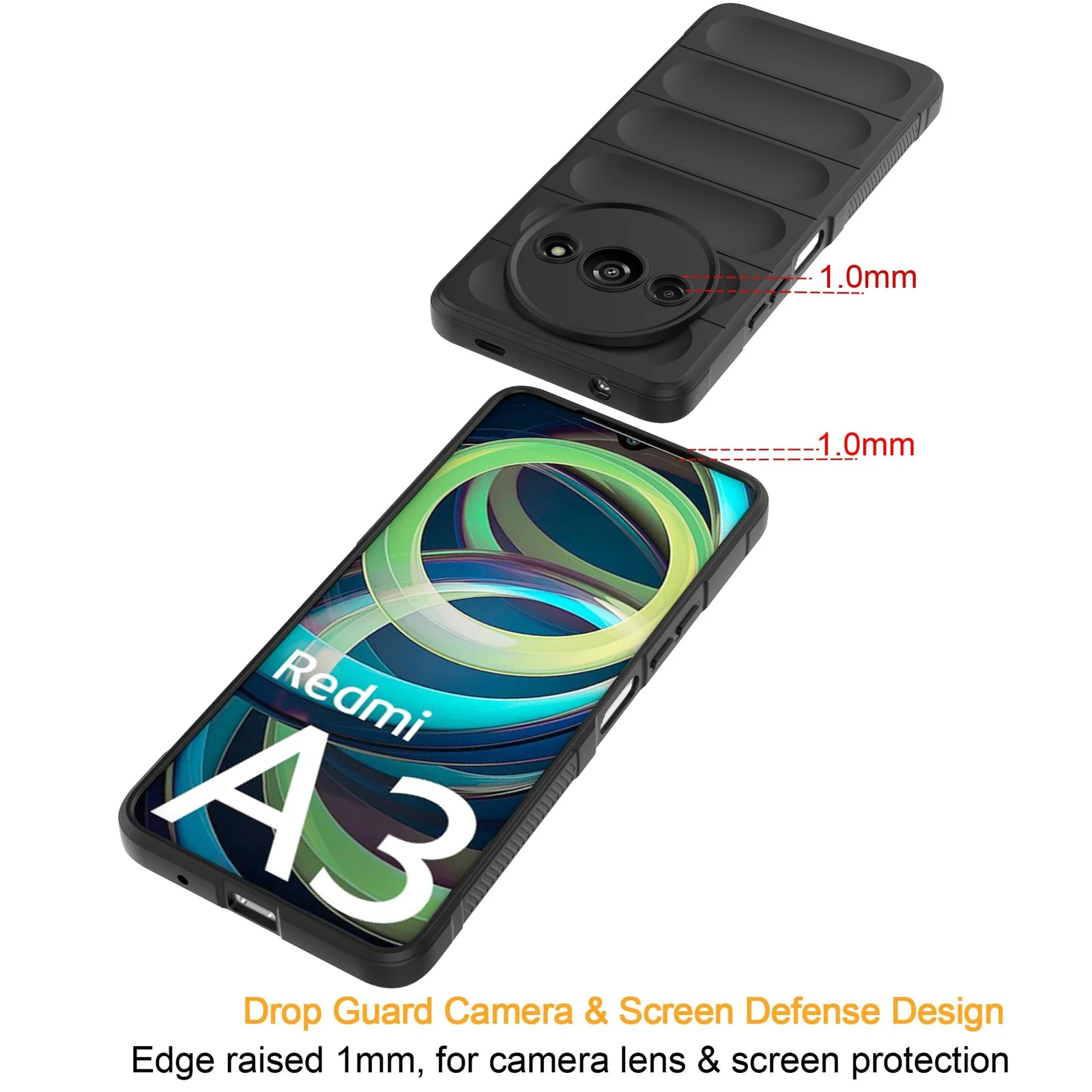DL3 Mobilak Soft Silicone Protective Case for Xiaomi Redmi A3 with Camera Protection and Shockproof Design - Black