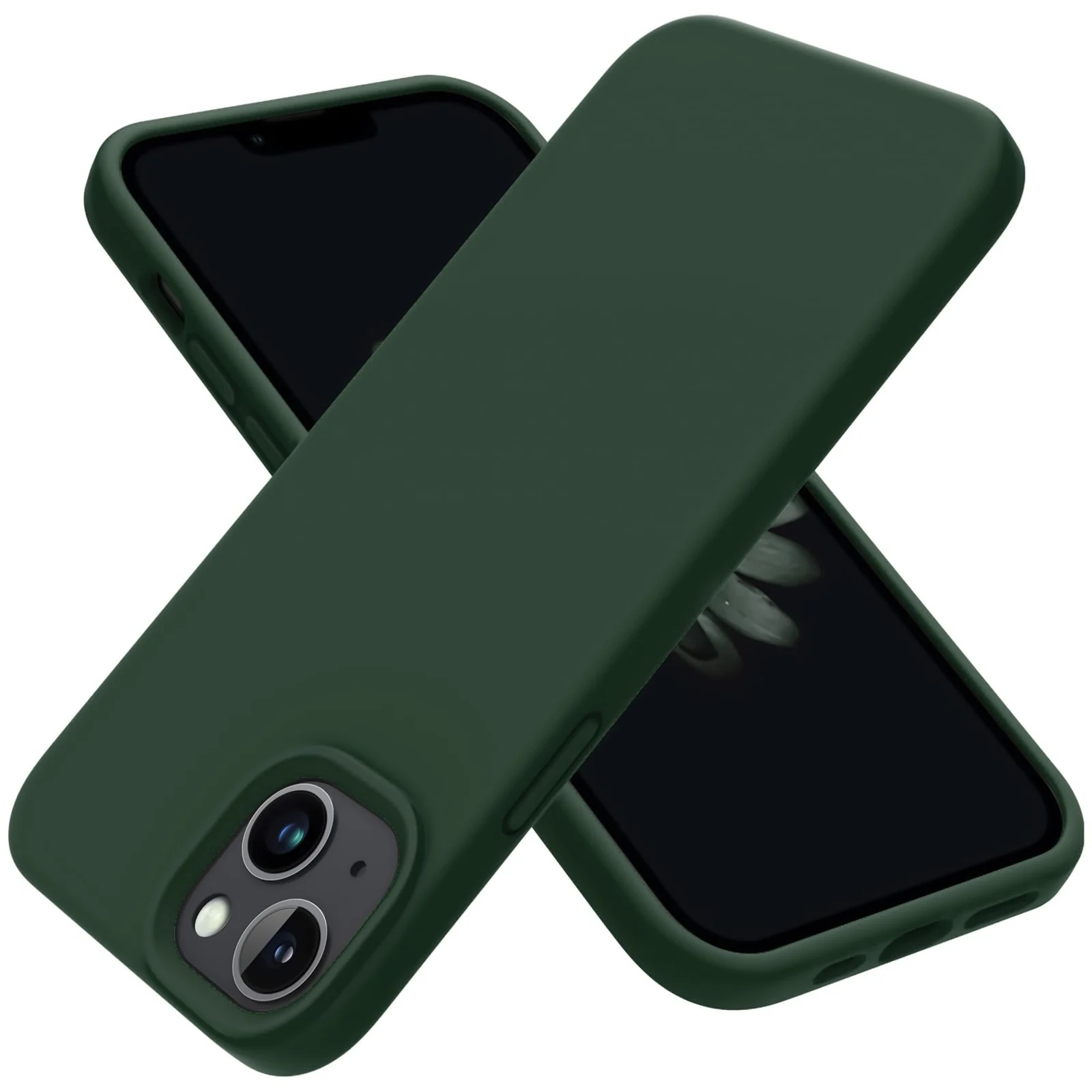 DL3 Mobilak Liquid Silicone Protective Case for iPhone 13 / iPhone 14 with Camera Protection and Microfiber Lining - Green 2