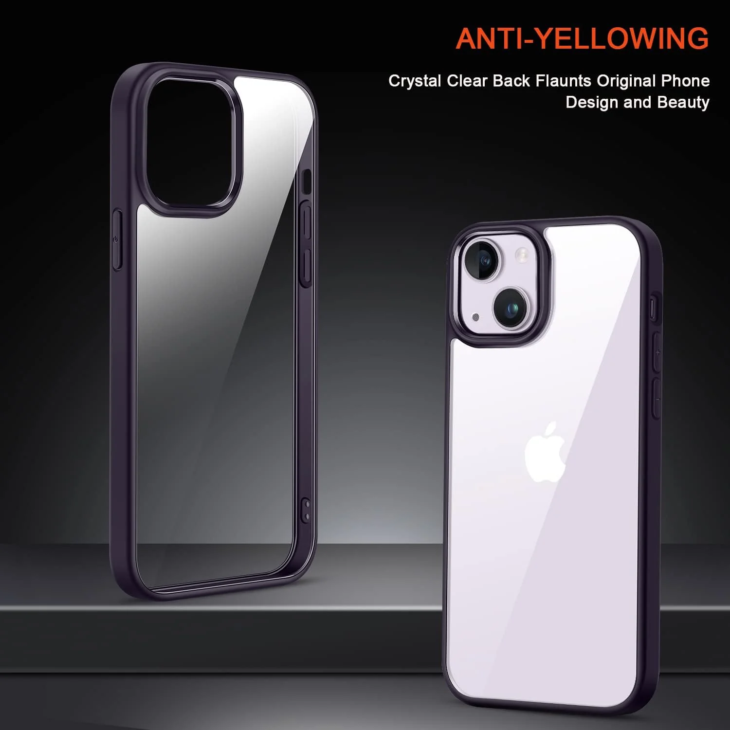 DL3 Mobilak Clear TPU Case for iPhone 15 + Plus / iPhone 14 Plus 6.7-Inch, Supports wireless charging, Shock-absorbing protection, Scratch-resistant surface - Purple
