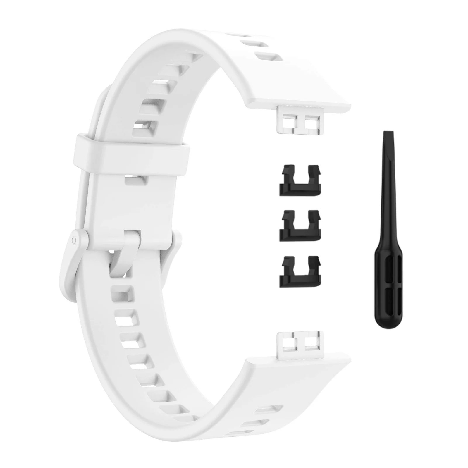 DL3 Mobilak Silicone Strap for Huawei Watch Fit, Soft Band Ultra-Light Waterproof Durable Adjustable Replacement Wristband - White
