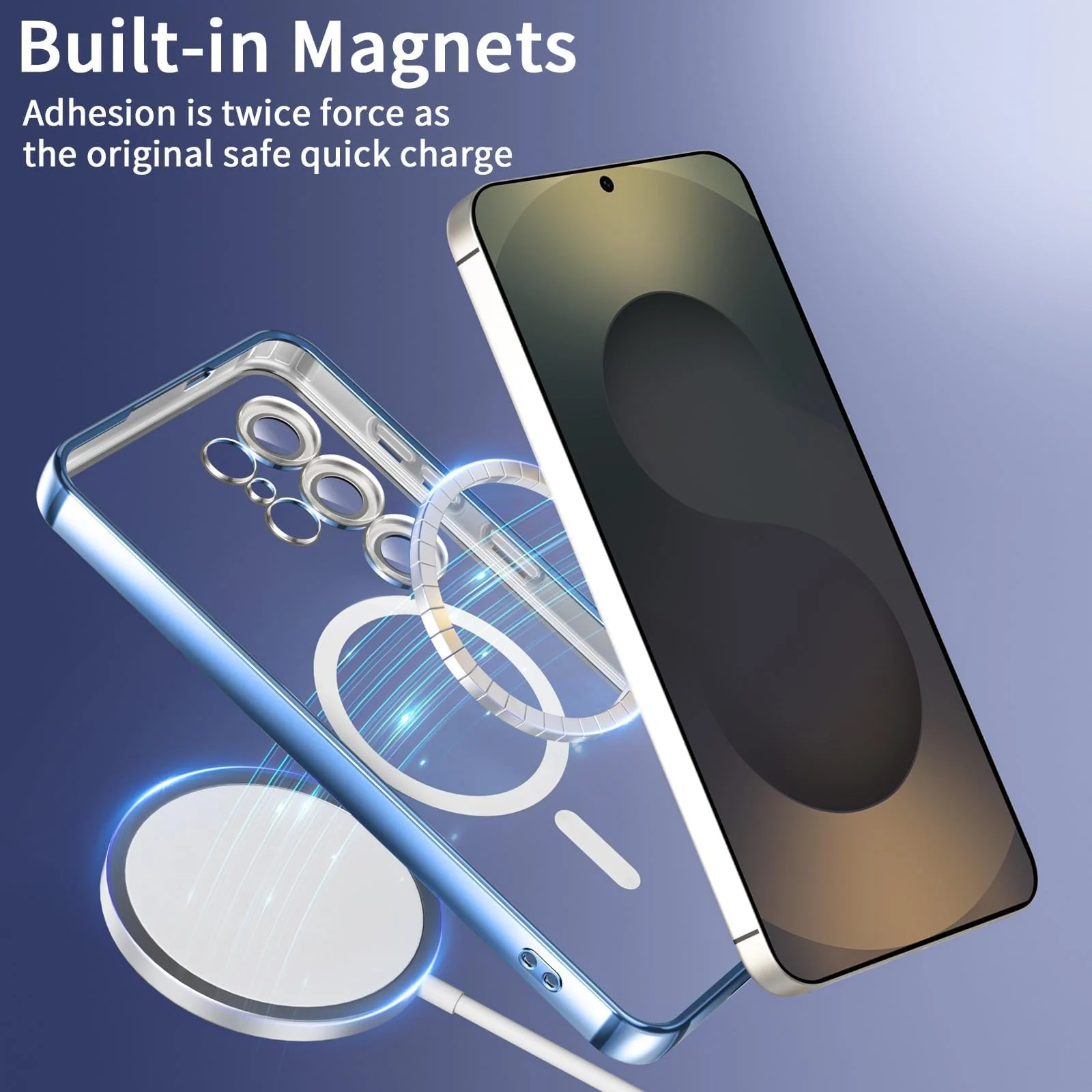 DL3 Mobilak Clear MagSafe-Compatible Magnetic Case for Samsung Galaxy S25 Ultra with Camera Protection and Magnetic Car-Mount Support - Sierra Blue
