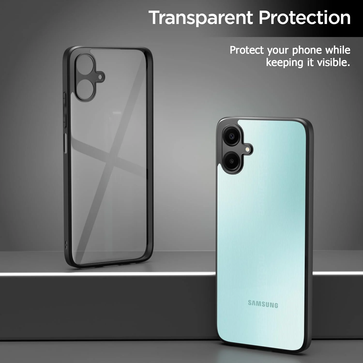 DL3 Mobilak Clear PC and TPU Protective Case for Samsung Galaxy A06 with Camera Protection and Military-Grade Protection - Black