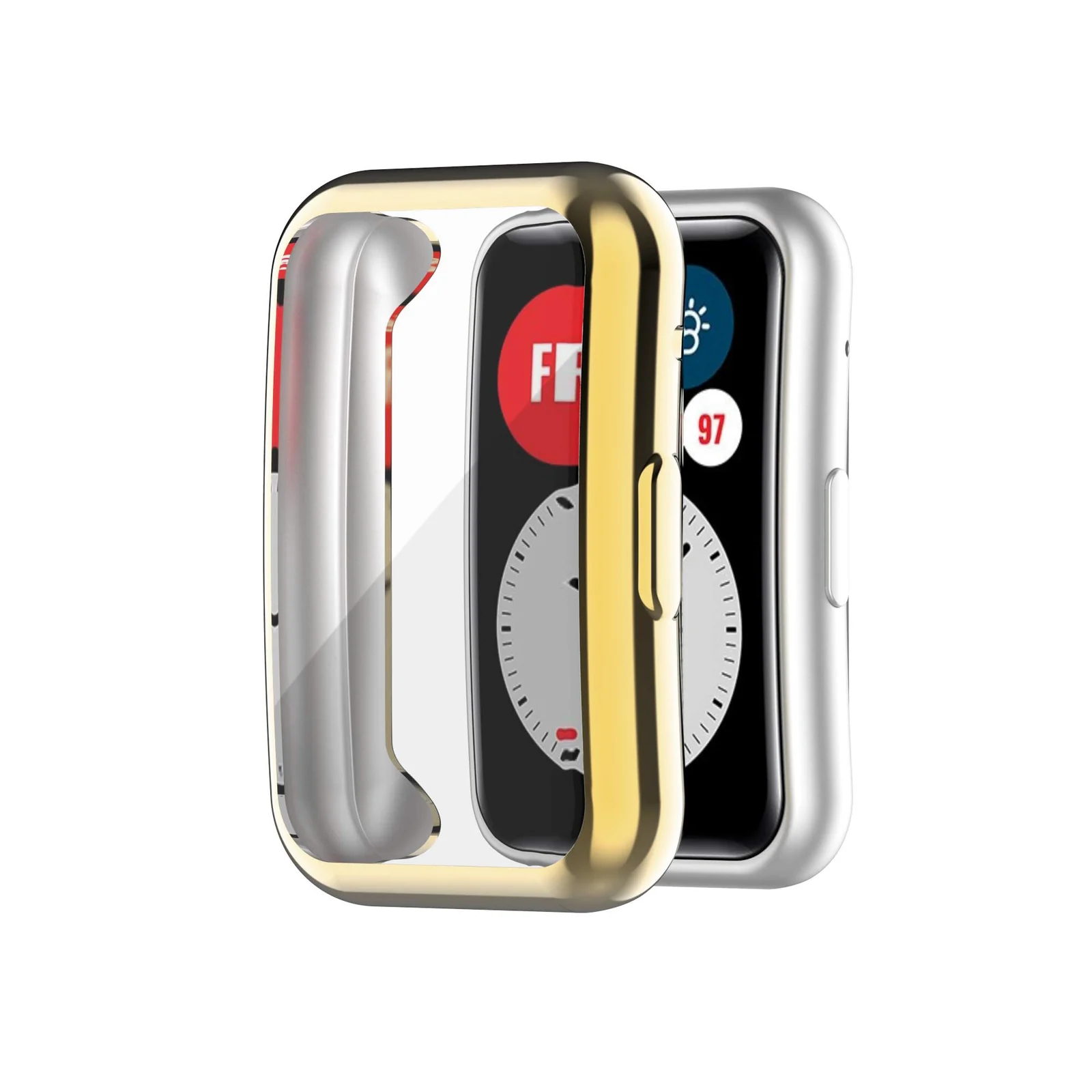 DL3 Mobilak Case Compatible with Huawei Watch Fit Case All-Around Screen Protector Watch Soft TPU Shockproof Cover Slim Guard Thin Bumper Shell Protector - Gold