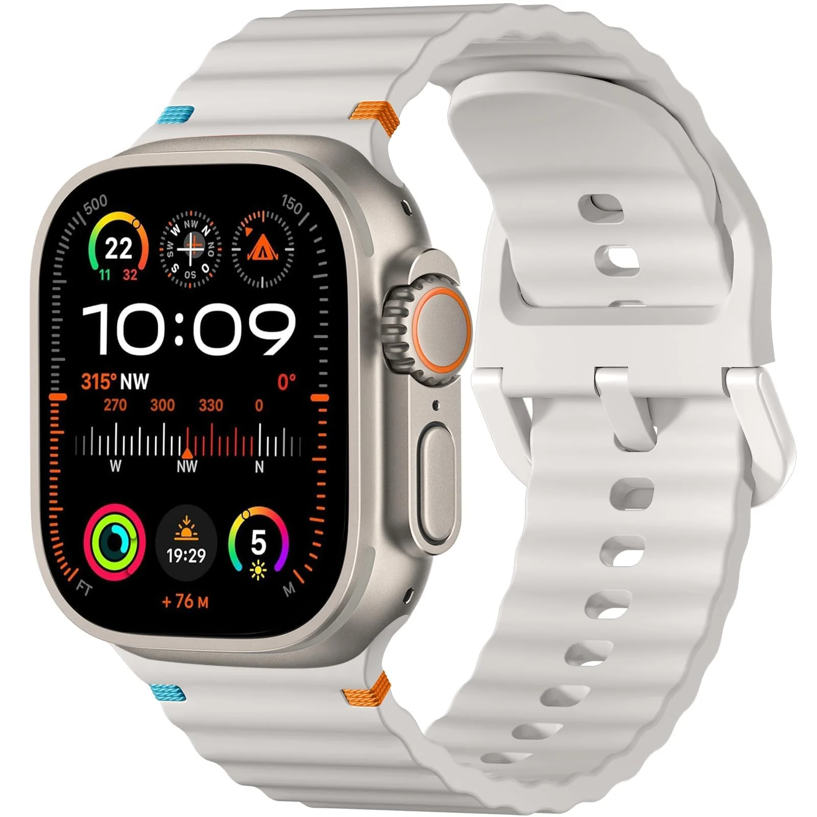 DL3 Mobilak Sport Strap for Apple Watch 49mm (Ultra 3/2/1) 46mm 45mm 44mm 42mm for Women Men, Soft Silicone Replacement Strap for iWatch Series 11/10/9/8/7/6/5/4/3/2/1/SE 3 2 1 - Starlight