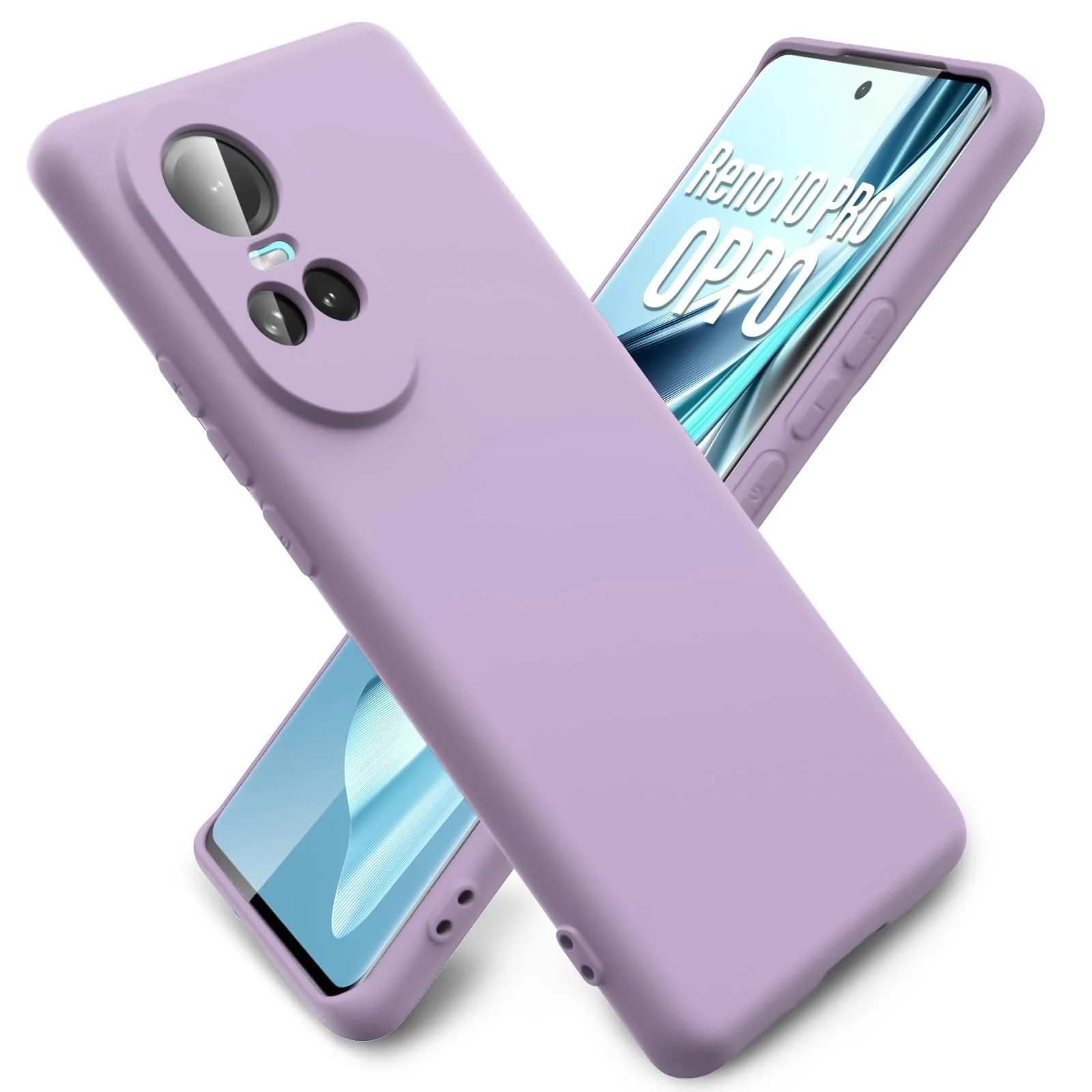 DL3 Mobilak Liquid Silicone Protective Case with Soft Microfiber Lining with Full Camera Protection for OPPO Reno 10 5G / OPPO Reno 10 Pro 5G - Lavender