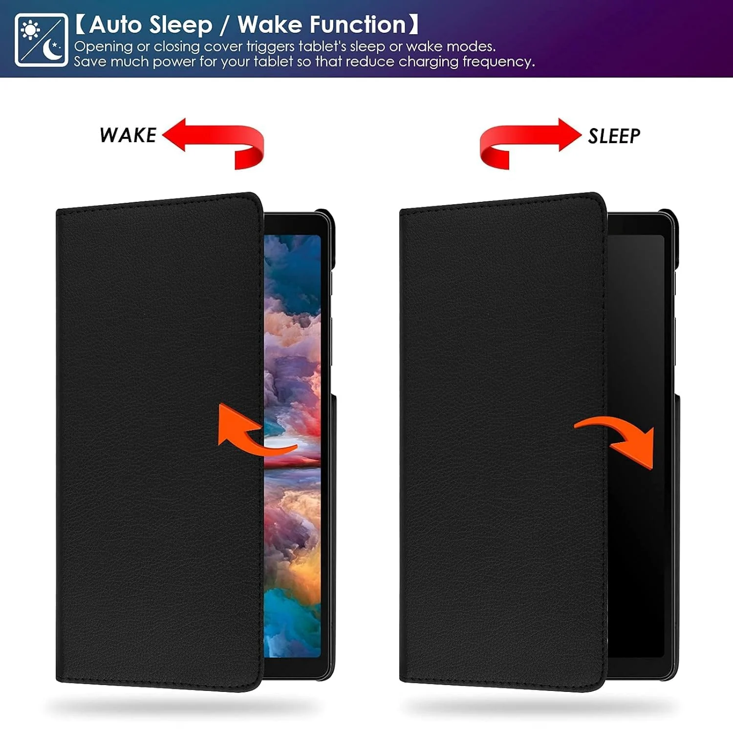 DL3 Mobilak Protective Cover for Samsung Galaxy Tab A7 Lite (SM-T220/T225), 360° Rotatable Smart Stand, Leather Folio Flip Cover with Multi-Angle Viewing, Auto Wake Sleep - Black