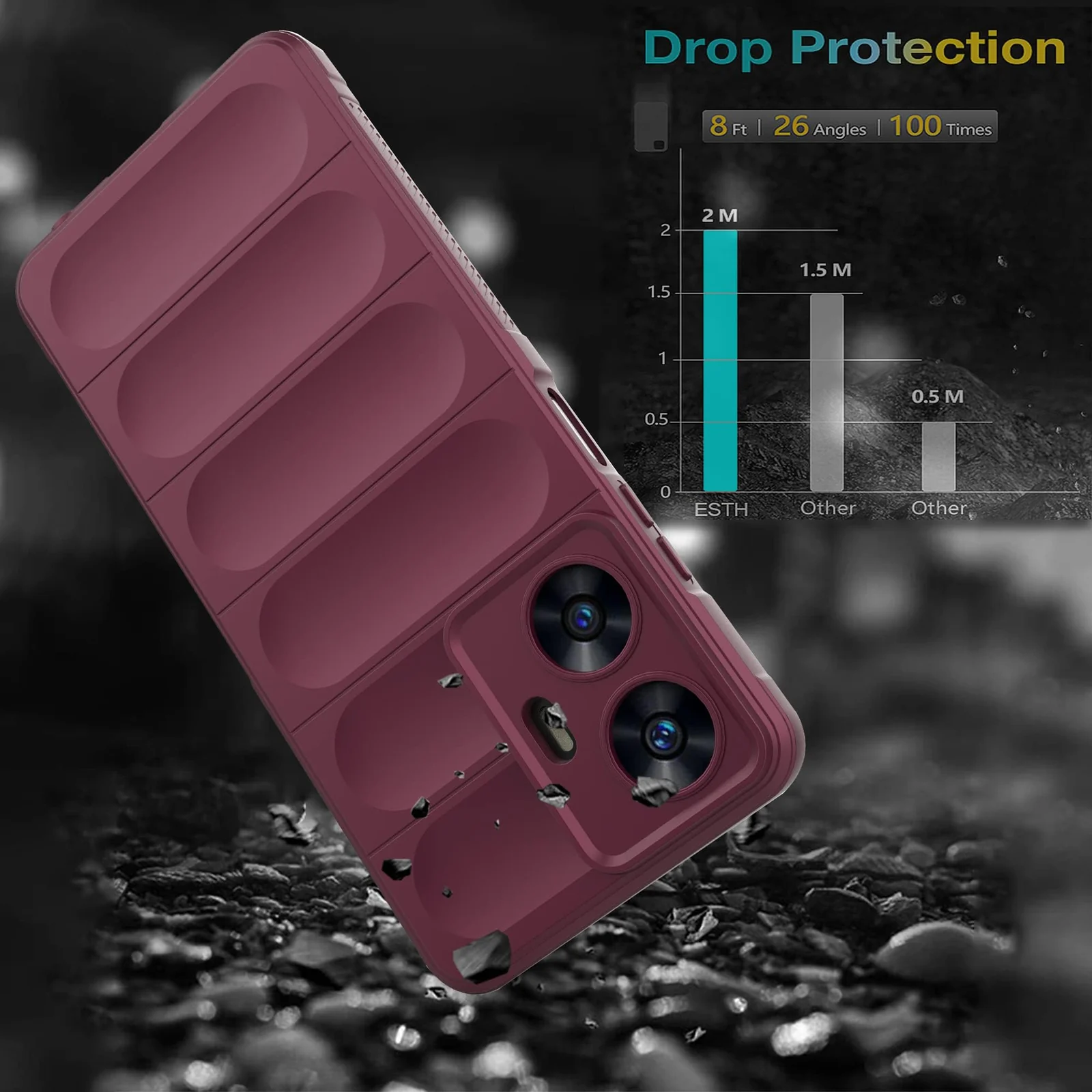 DL3 Mobilak Flexible Silicone and TPU Protective Case with Camera Protection for realme C55 / Narzo N55 - Wine Red