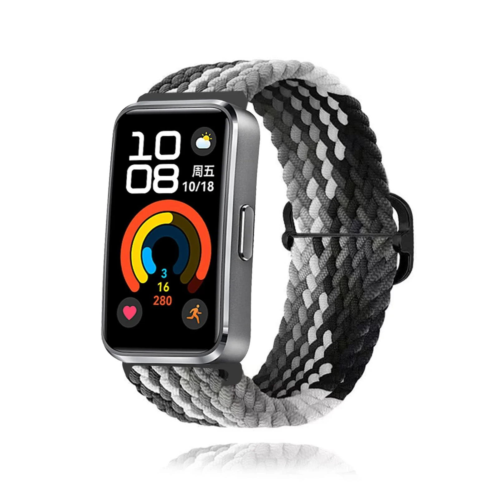 DL3 Mobilak Dl3 Mobailk Braided Bracelet Compatible with Huawei Band 10/Huawei Band 9/Huawei Band 8 for Men and Women, Braided Adjustable Elastic Nylon Sport Replacement Watch Strap - Colorful Black
