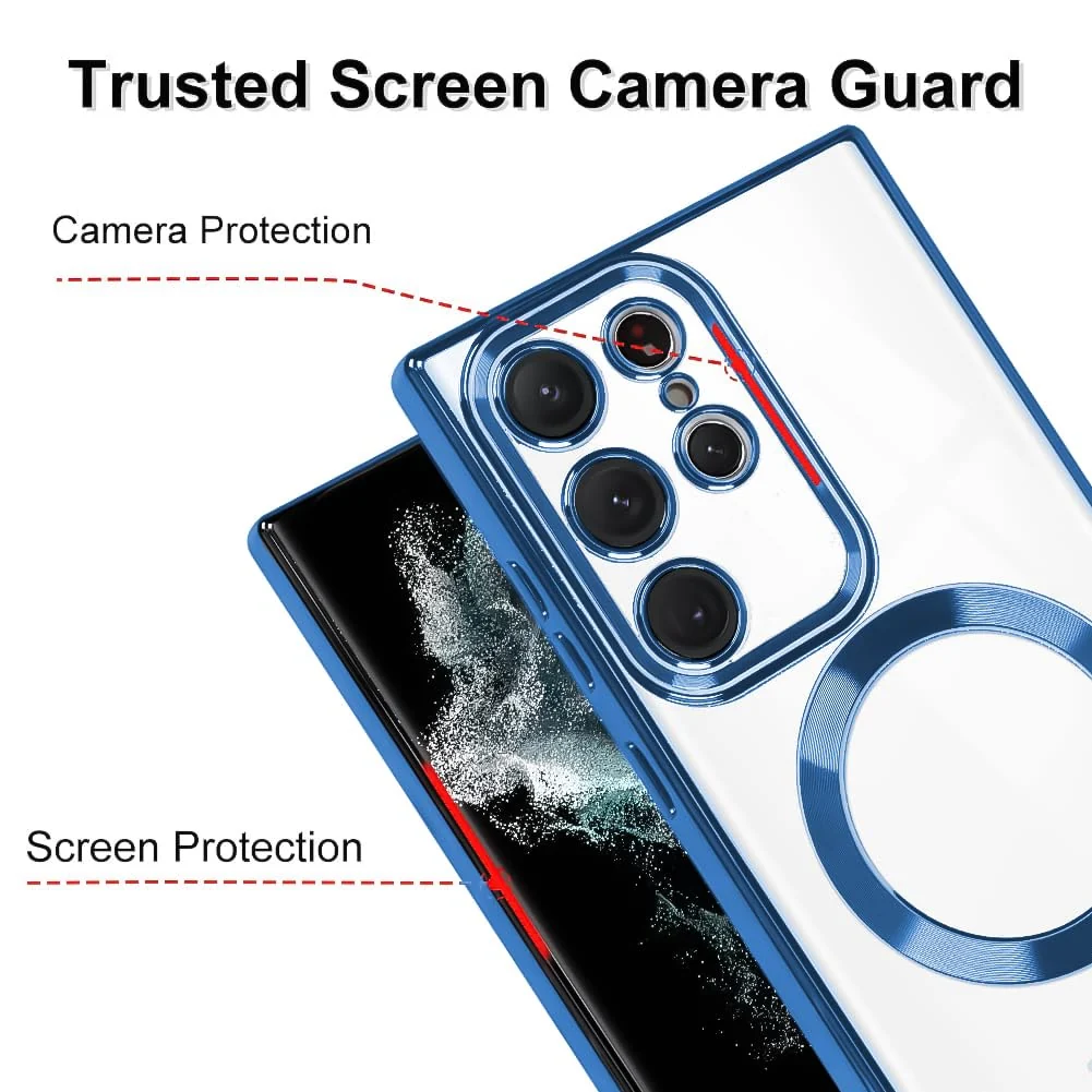 DL3 Mobilak Clear TPU Case for Samsung Galaxy Note 20 Ultra, Compatible with MagSafe accessories, Supports wireless charging, Camera protection - Blue