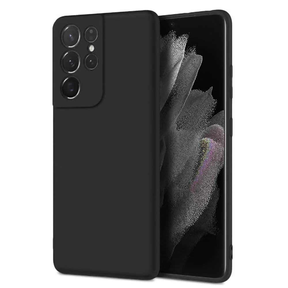 DL3 Mobilak Soft Silicone Protective Case for Samsung Galaxy S21 Ultra 5G with Microfiber Lining and Shockproof Design - Black