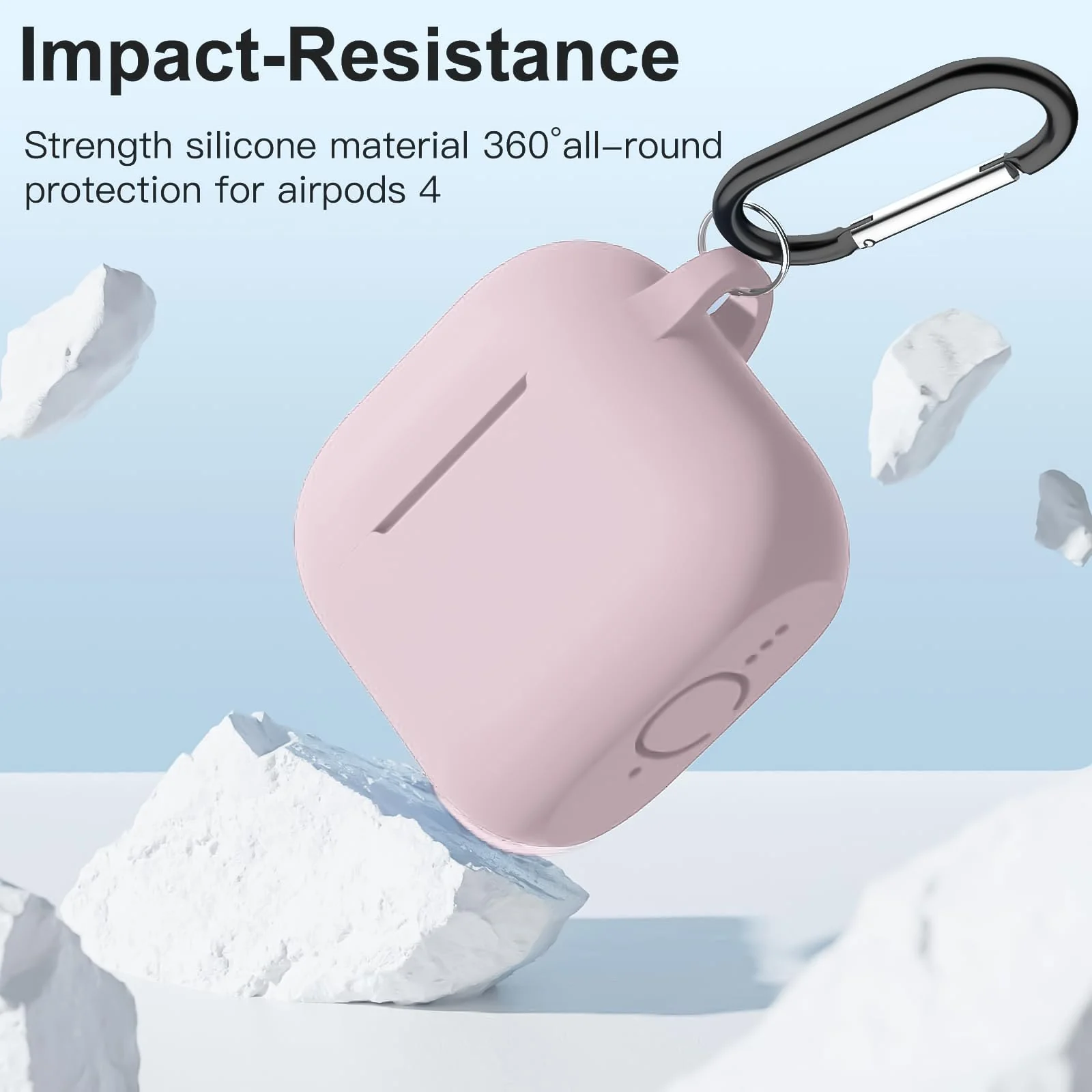 DL3 Mobilak Compatible with AirPods 4 Case (2024), Soft Silicone Full Protective Case Cover with Keychain, For Apple AirPods 4th Generation for Women Men - Pink Sand