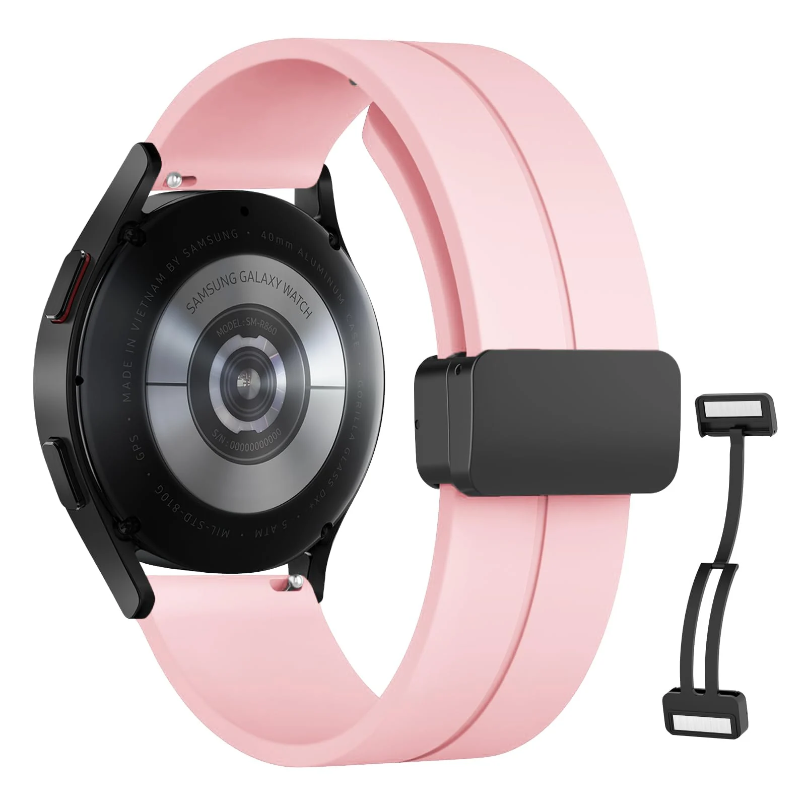 DL3 Mobilak 22MM Silicone Band Magnetic Clasp Strap For Xiaomi Redmi Watch 5 Active/5 Lite/Samsung Galaxy Watch 46mm/Watch 3 45mm/Gear S3/Huawei watch (GT6 GT5 GT4 GT3 GT2 GT 46MM)/GT6 Pro/Amazfit GTR4 (Ice) - Ice Pink