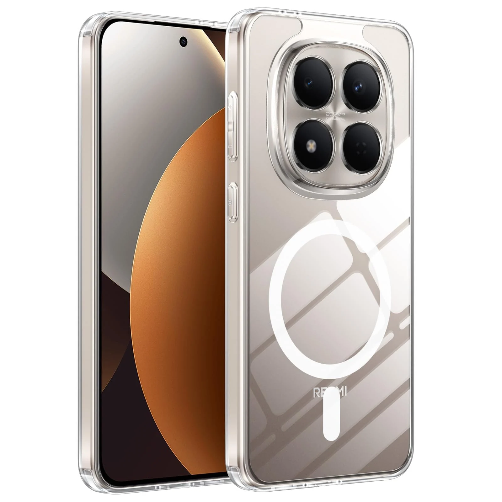 MOBIGON Slim Magnetic MagSafe-Compatible Phone Case for Xiaomi Redmi Note 15 Pro 5G, Clear