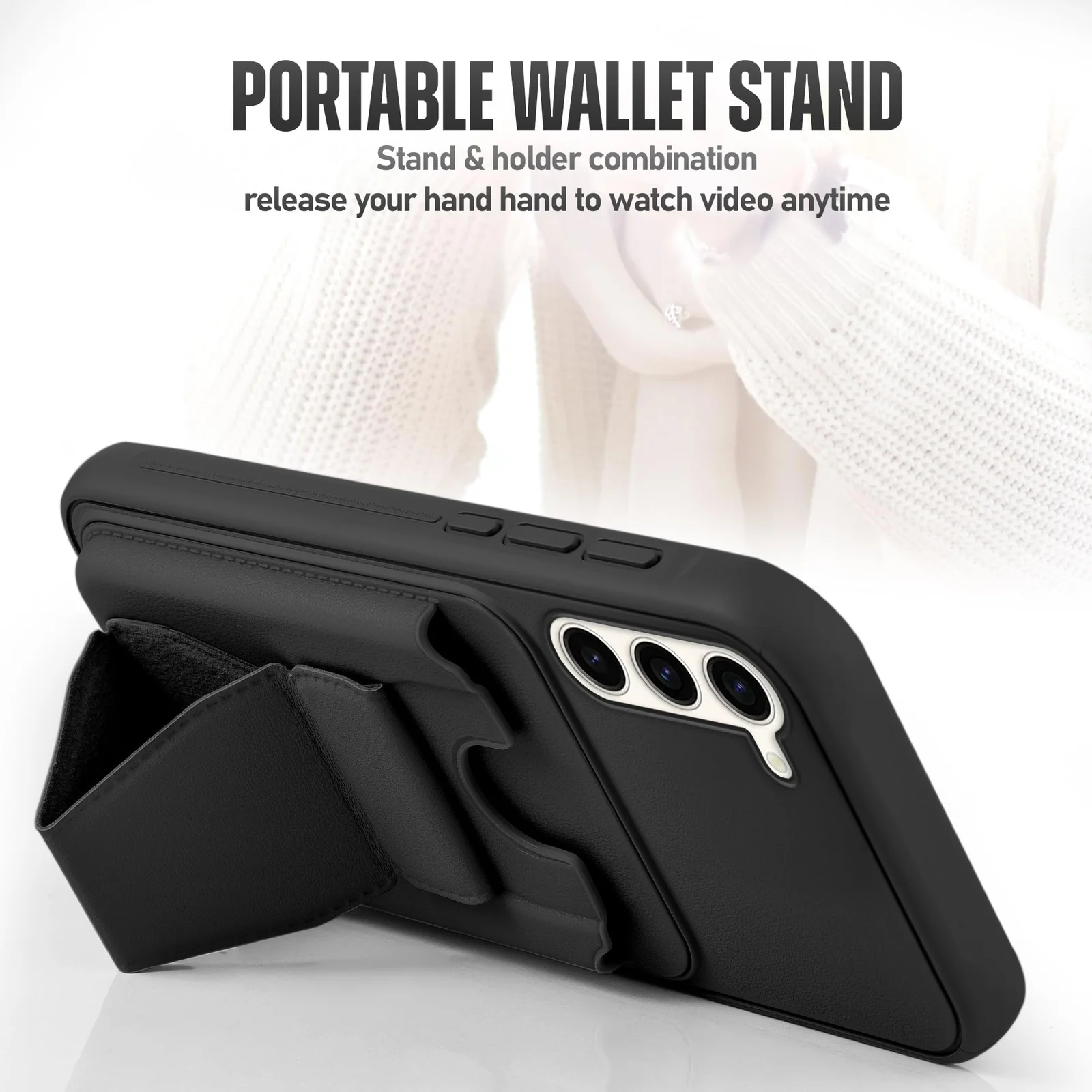 DL3 Mobilak Leather Wallet Case with Card Slot for Samsung Galaxy S25 FE with Camera Protection and Shockproof Design - Black