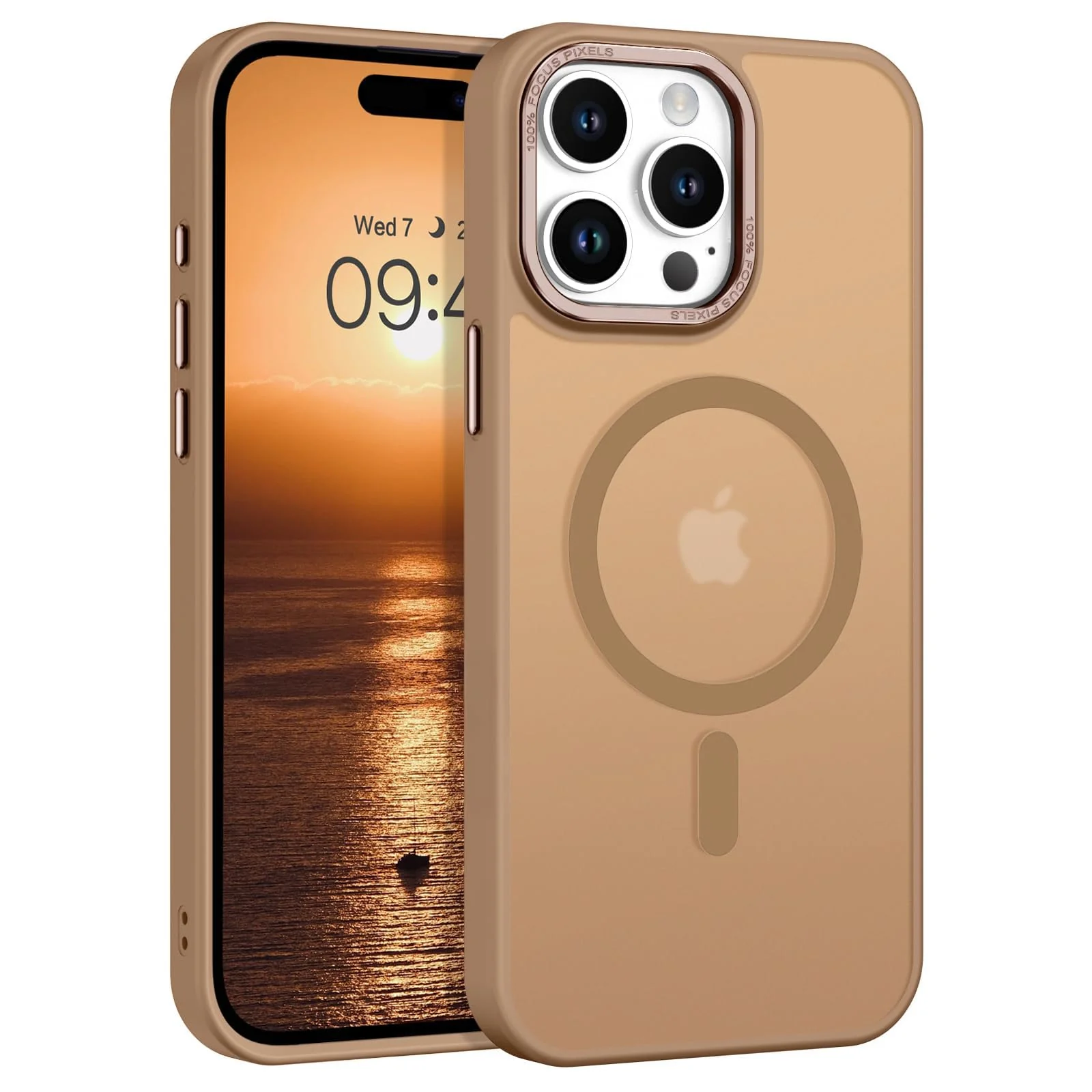 DL3 Mobilak Wallet Case with Card Slot for iPhone 15 Pro 6.1-Inch with Ring Holder and Magnetic Car-Mount Support - Desert Brown