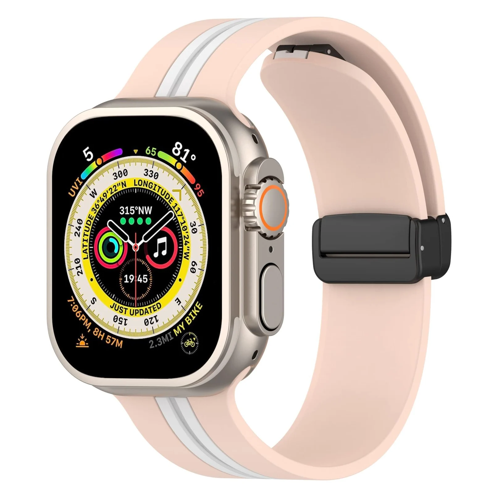 42mm/44mm/45mm/49mm — DL3 Mobilak Magnetic Bands for Apple Watch Ultra/Ultra 2 Band 49mm 45mm 44mm 42mm 41mm 40mm 38mm, Soft Sport Silicone Strap for iwatch Series 9/8/7/6/5/4/3/2/1/SE (42mm/44mm/45mm/49mm) - Pink White