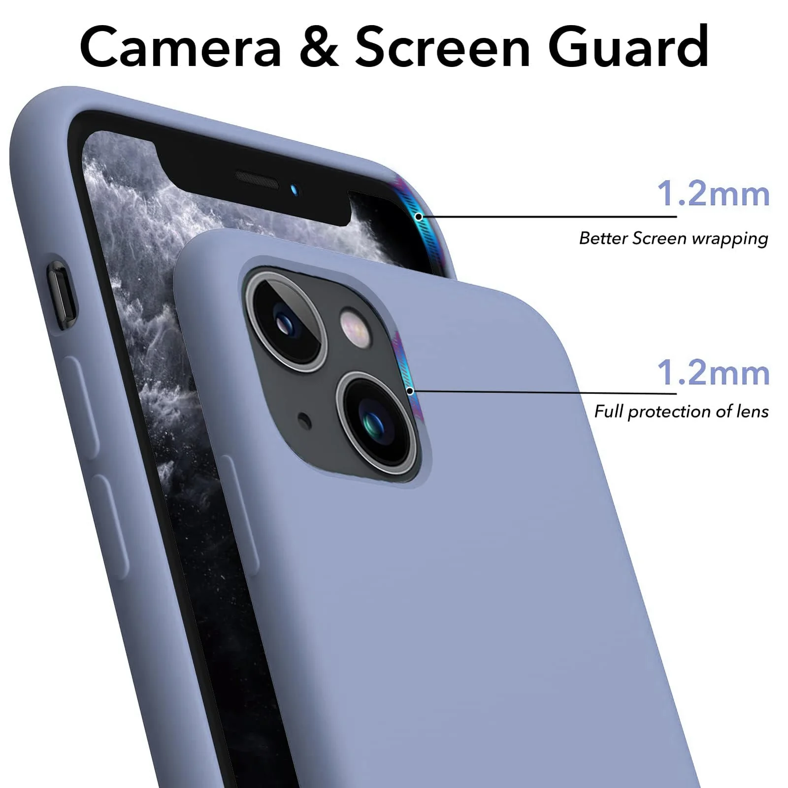 DL3 Mobilak Compatible with iPhone 14 (6.1 Inch) Case, Liquid Silicone Case, Full Body Protective Cover, Shockproof, Slim Phone Case, Anti-Scratch Soft Microfiber Lining - Lavender Blue