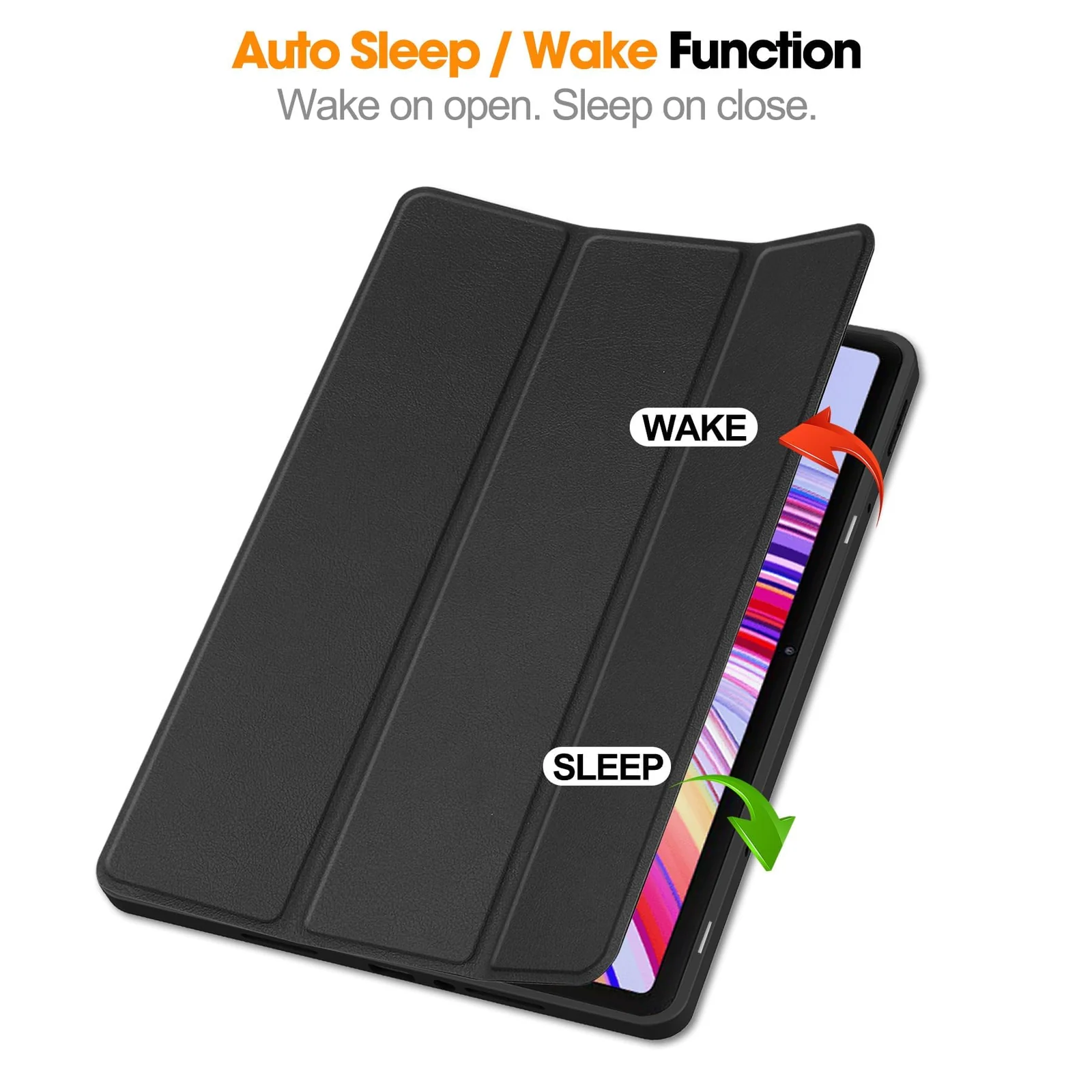 DL3 Mobilak Xiaomi Redmi Pad Pro 12.1 Inch 2024 Tablet Cover Case with Pencil Holder, Soft TPU Back Trifold Stand Protective Smart Cover Flip, Auto Wake&Sleep - Black