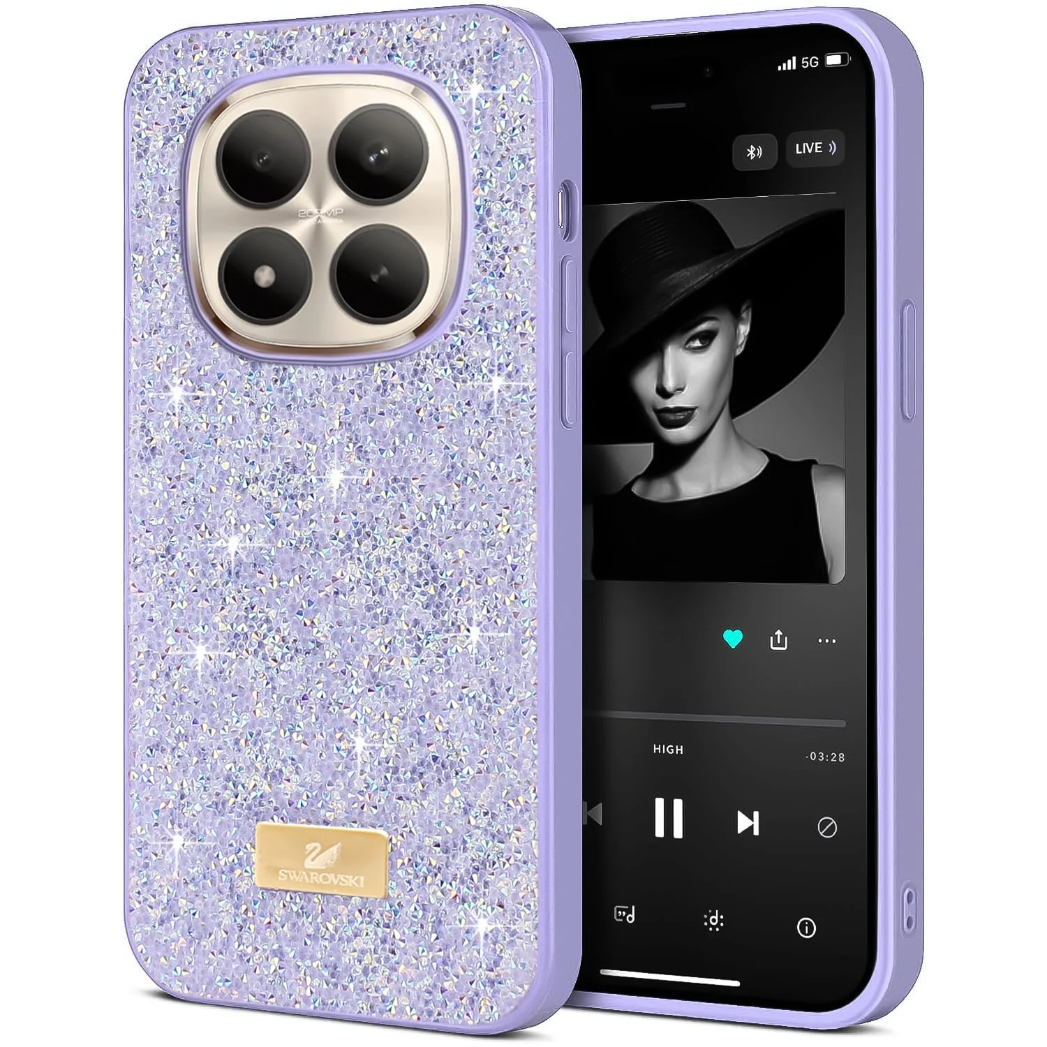 5.5 — DL3 Mobilak Glitter Rhinestone Protective Case for Xiaomi Redmi Note 15 Pro+ Plus 5G Case Glitter with Shockproof Design