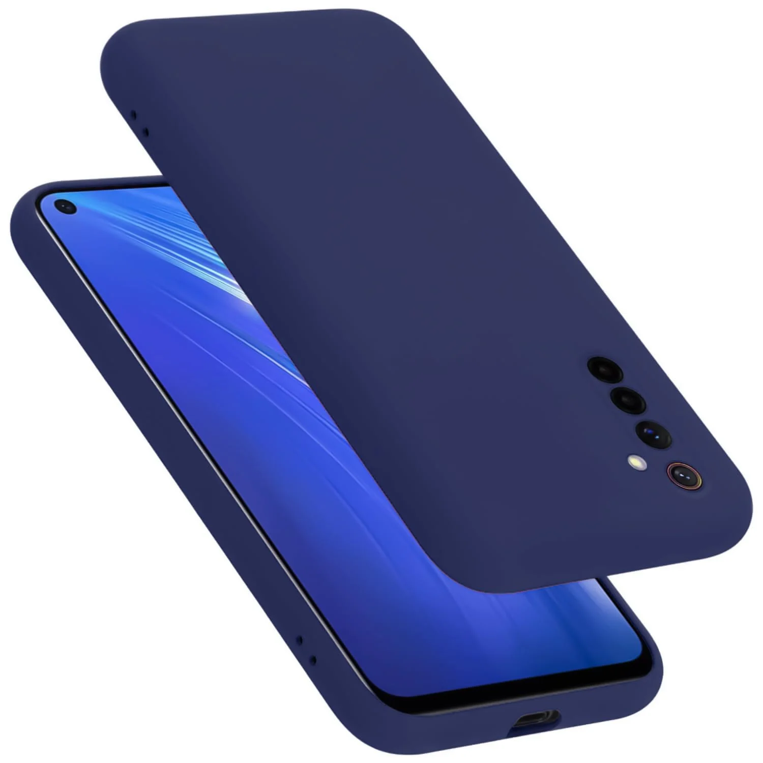 DL3 Mobilak Liquid Silicone Protective Case with Soft Microfiber Lining with Full Camera Protection for realme 6 Pro - Blue 2