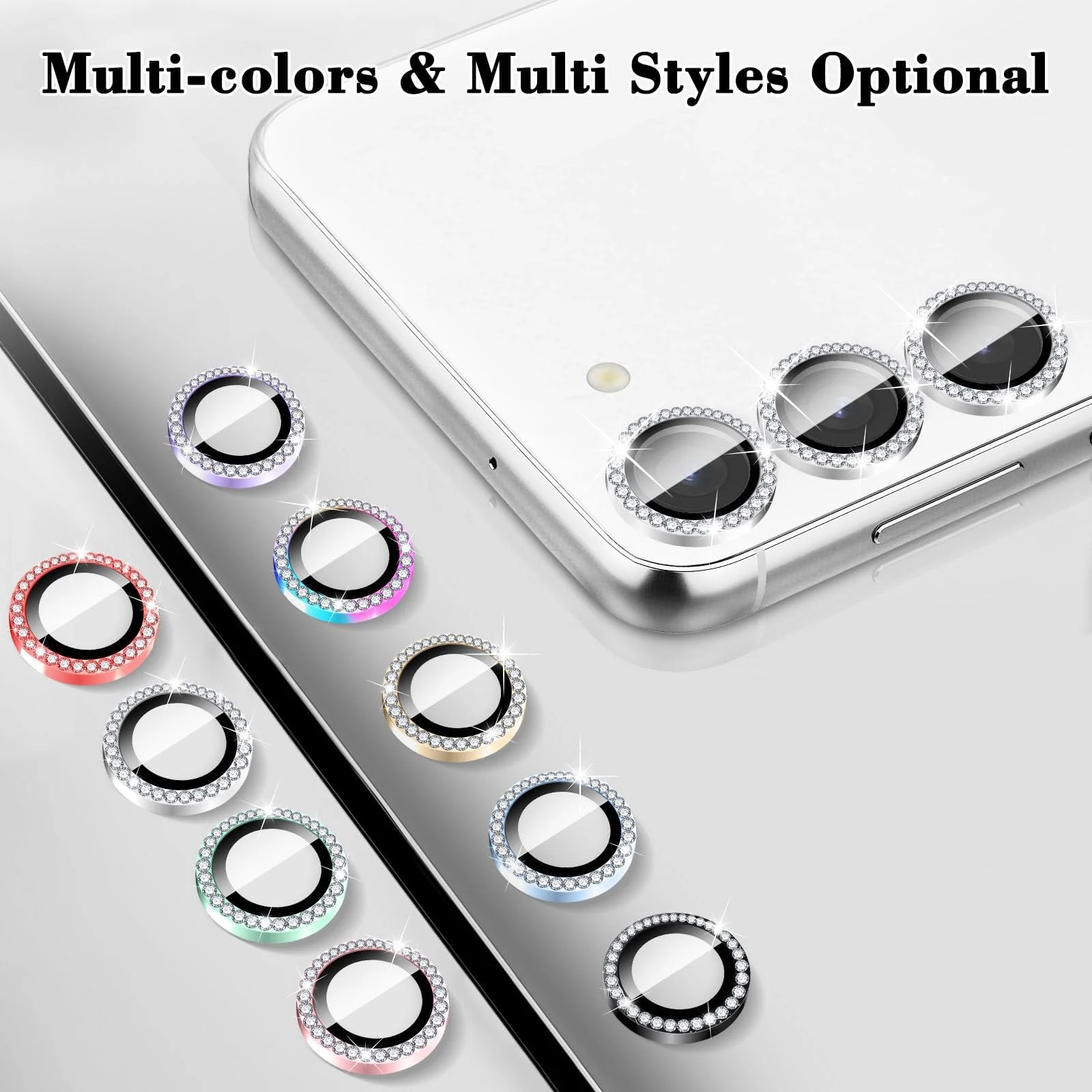 DL3 Mobilak Camera Lens Protector for Samsung Galaxy A15 5G/4G Accessories, 9H Tempered Glass Metal Individual Ring Camera Cover Screen Protector for Samsung A15, Case Friendly, Anti Scratch - Diamond Silver