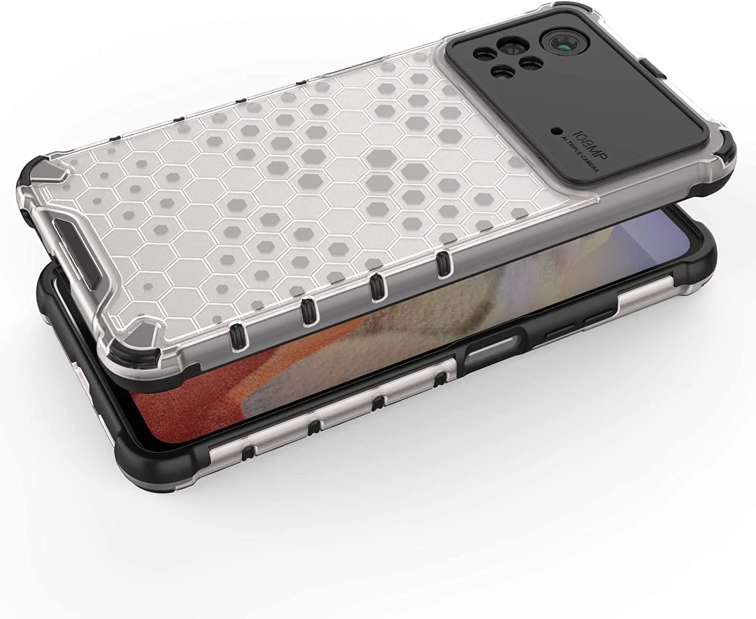 DL3 Mobilak Honeycomb Protective Case for Xiaomi Poco X4 Pro 5G, Shock-absorbing protection, Transparent design, Slim, lightweight profile - Clear