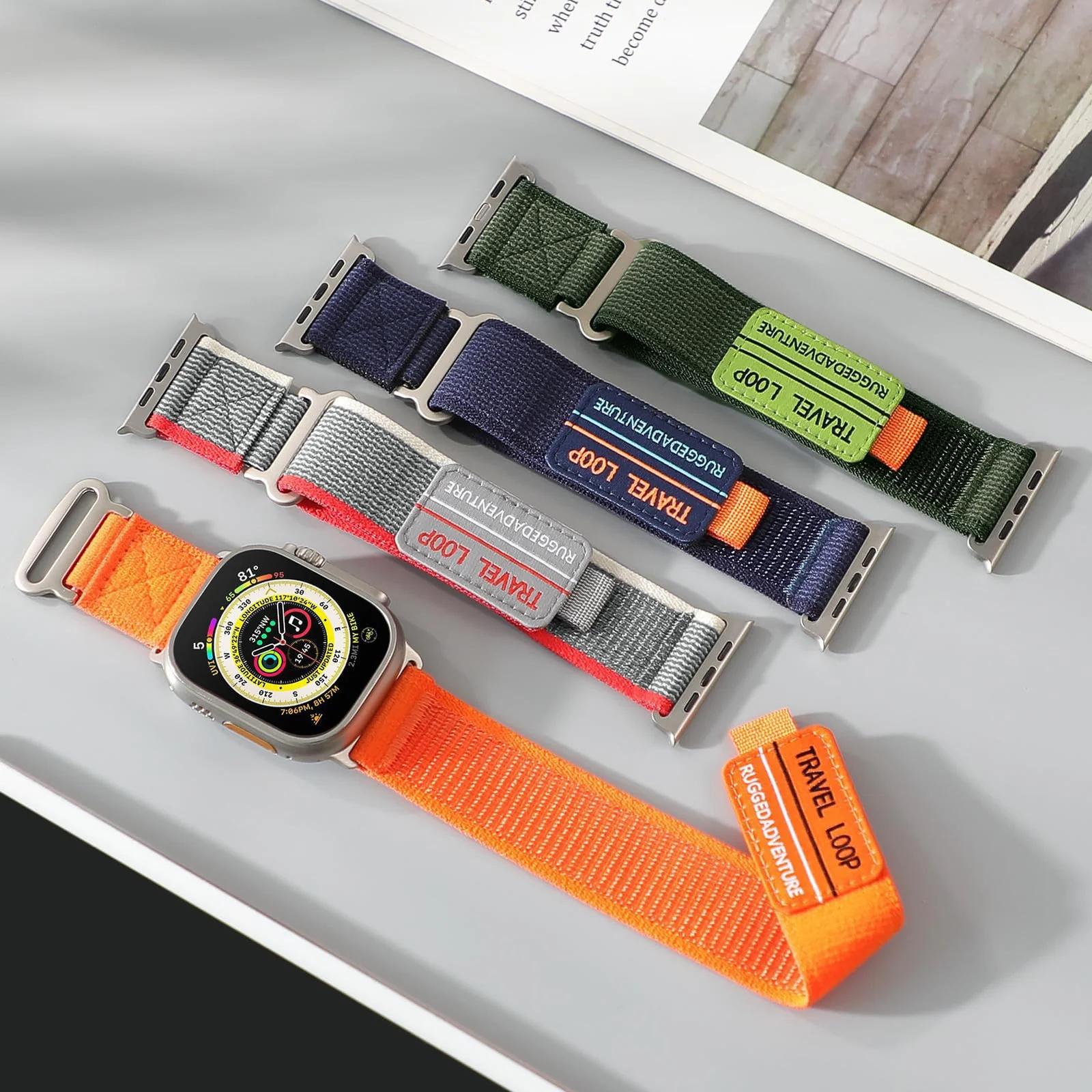 DL3 Mobilak Trail Loop Strap for Apple Watch Ultra Band 49mm 45mm 44mm 42mm iWatch Ultra Band Men Women, Rugged Sport Strap Soft Nylon Wristband for iWatch Ultra 2 Bands Series 9 8 7 6 5 4 3 2 1 SE - Dark Green