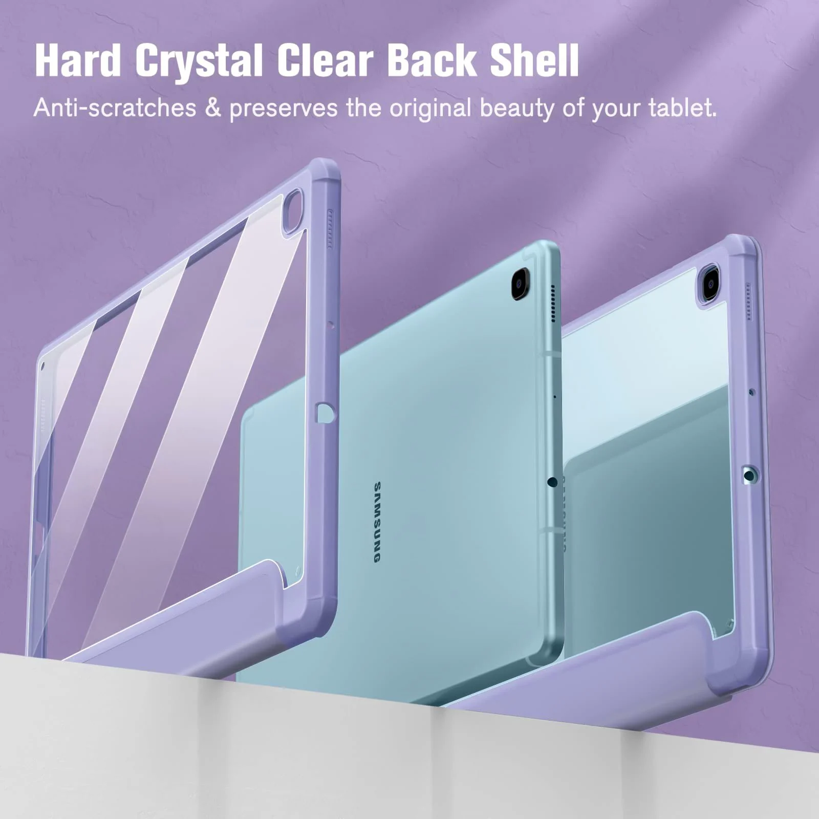DL3 Mobilak Hybrid Slim Case for Samsung Galaxy Tab S6 Lite 10.4'' 2020 Model SM-P610 (Wi-Fi) SM-P615 (LTE) with S Pen Holder, Cover with Clear Transparent Back Shell, Auto Wake/Sleep - Lilac Purple