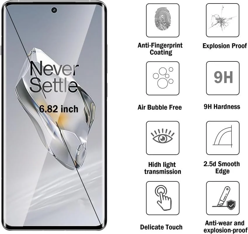 DL3 Mobilak Full Glass Screen Protector For OnePlus 12 5GTempered Glass Full Glue Cover Screen Protector For Fingerprint Unlock Screen Glass Film - Clear