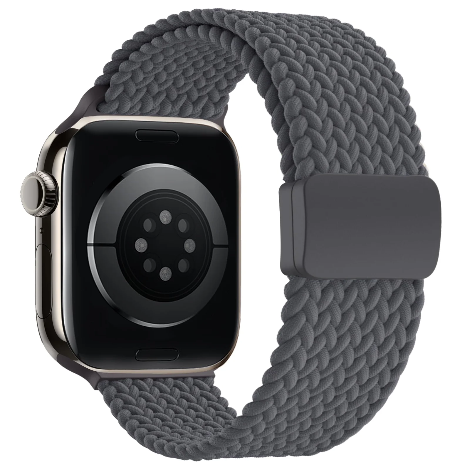 DL3 Mobilak Sport Solo Loop Compatible with Apple Watch Band 42mm 44mm 45mm 46mm 49mm for Women Men, Magnetic Strap Stretchy Braided Wristband for iWatch Series 11 10 9 8 7 6 5 4 3 Ultra 3 2 1 SE SE2 - Dark Gray