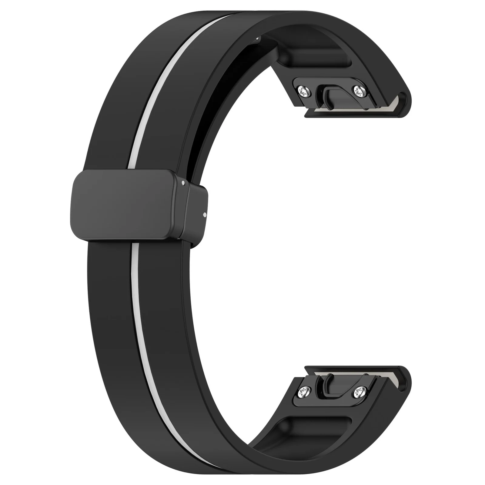 DL3 Mobilak Strap Silicone Magnetic Buckle 20MM For Samsung Gear Sport/Watch 6/5/4/5 Pro 45mm/S2 classic/active 2 40mm 44mm/Amazfit GTS 2/2e/GTS 3/3 Pro/GTS 4/GTS 2 Mini/3 Mini/4 Mini/Bip 3/Bip 3 Pro - Black White