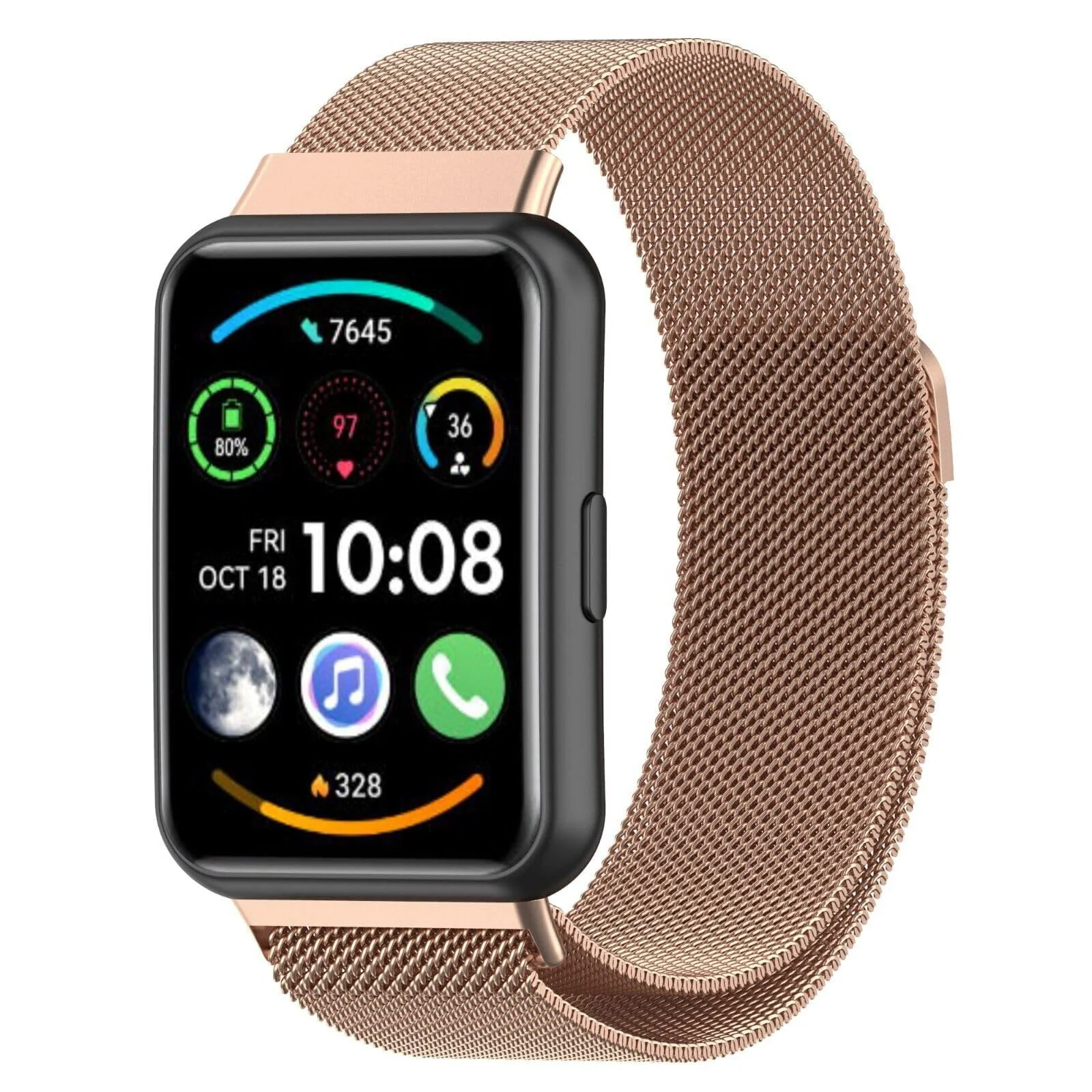 Dl3 Mobilak Bracelet Compatible with Huawei Watch Fit 2, Stainless Steel Replacement Strap, Mesh Metal Watch Strap, Magnetic Adjustable Replacement Strap Compatible with Huawei Watch Fit2 (Rose Gold)
