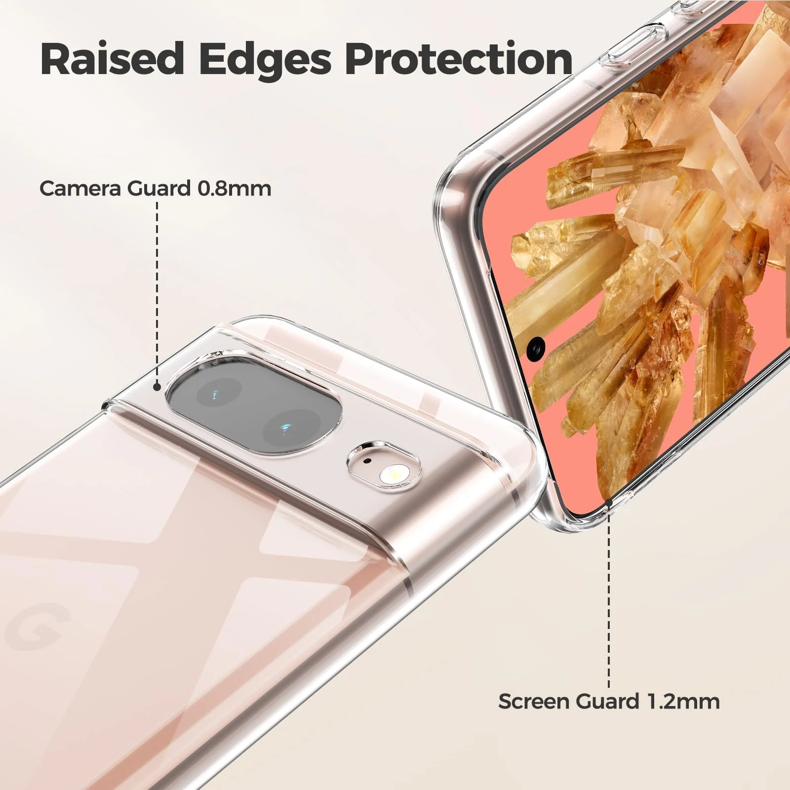 DL3 Mobilak Case Compatible with Google Pixel 8 Case Crystal Soft TPU Gel Case Flexible Silicone Anti-Scratch Camera Protection TPU Cover - Clear