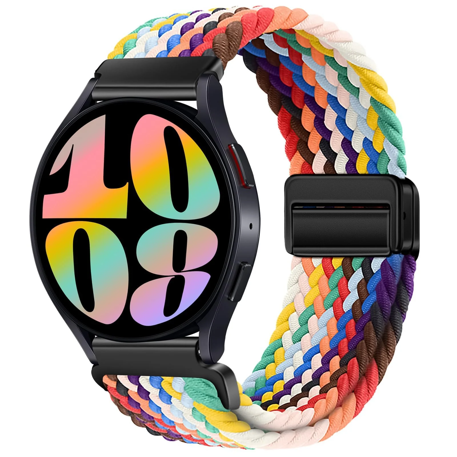 DL3 Mobilak 22mm Magnetic Band for Redmi Watch 5 Active/5 Lite/Samsung Galaxy Watch 3 45mm/Watch 46mm/Gear S3/Huawei watch GT6 GT5 46MM/GT2E/GT6 Pro/GT 5 Pro/Amazfit GTR 4/3, Stretchy Braided Nylon Sport Strap - A-official Rainbow