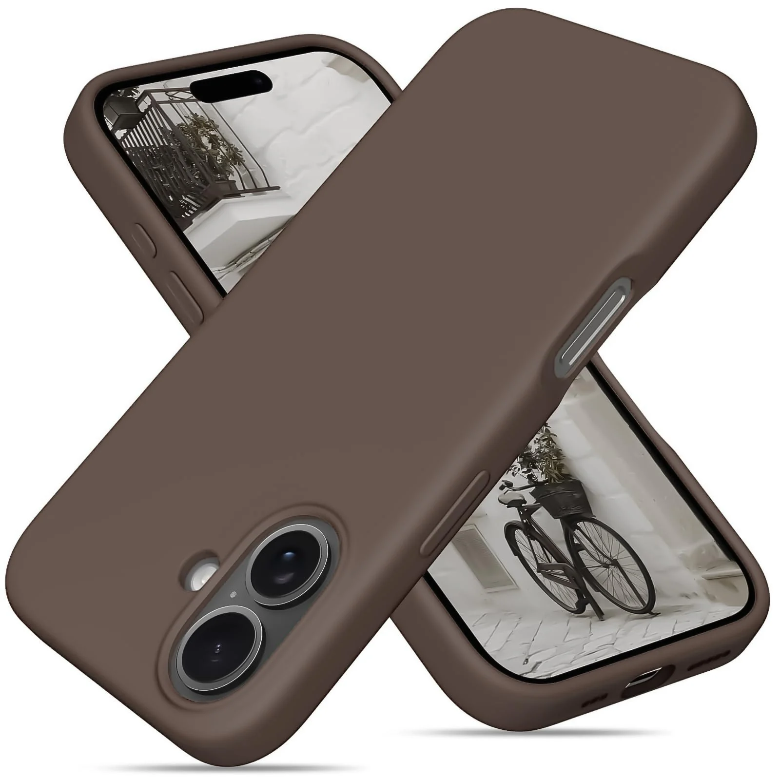 DL3 Mobilak Liquid Silicone Protective Case for iPhone 17 6.3-Inch with Microfiber Lining and Shockproof Design - Brown