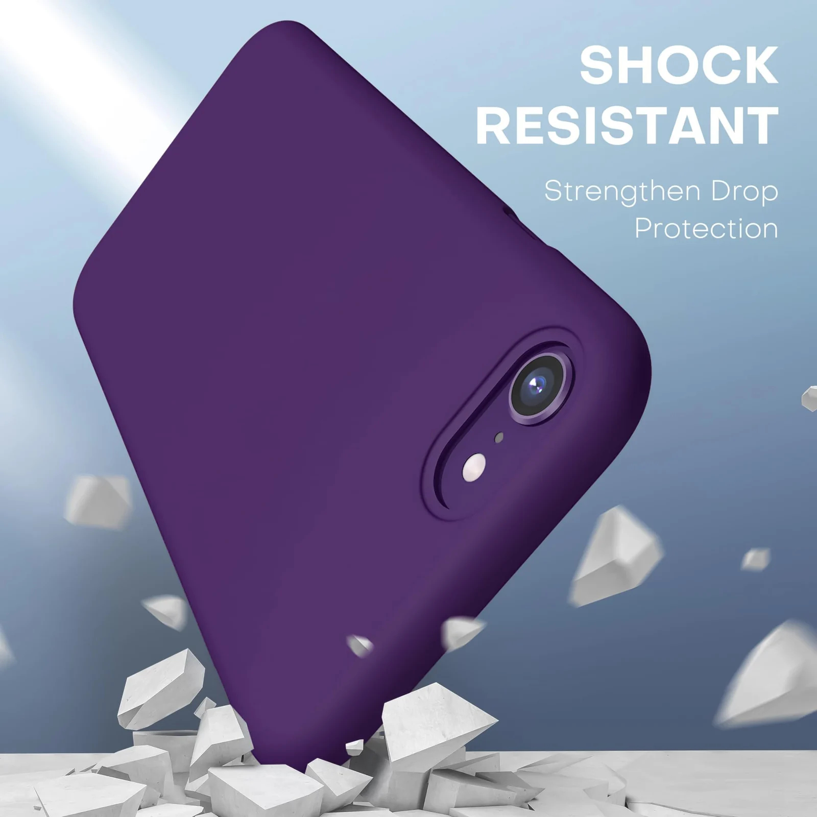 DL3 Mobilak Compatible with iPhone 7/8, iPhone SE 2022, SE 2020, Case, Liquid Silicone Case, Full Body Protective Cover, Shockproof, Slim Phone Case, Anti-Scratch Soft Microfiber - Violet