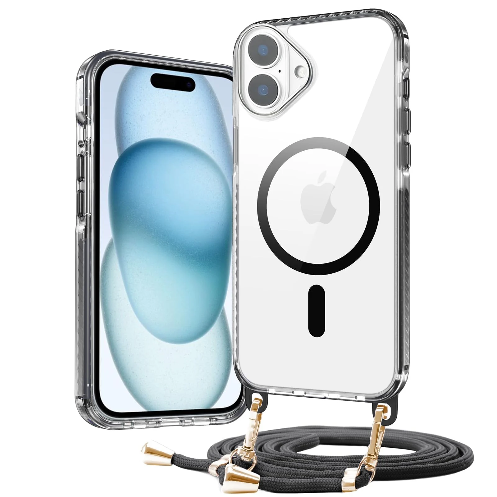 DL3 Mobilak Rugged Protective Case for iPhone 16, Compatible with MagSafe accessories, Supports wireless charging, Shock-absorbing protection - Black