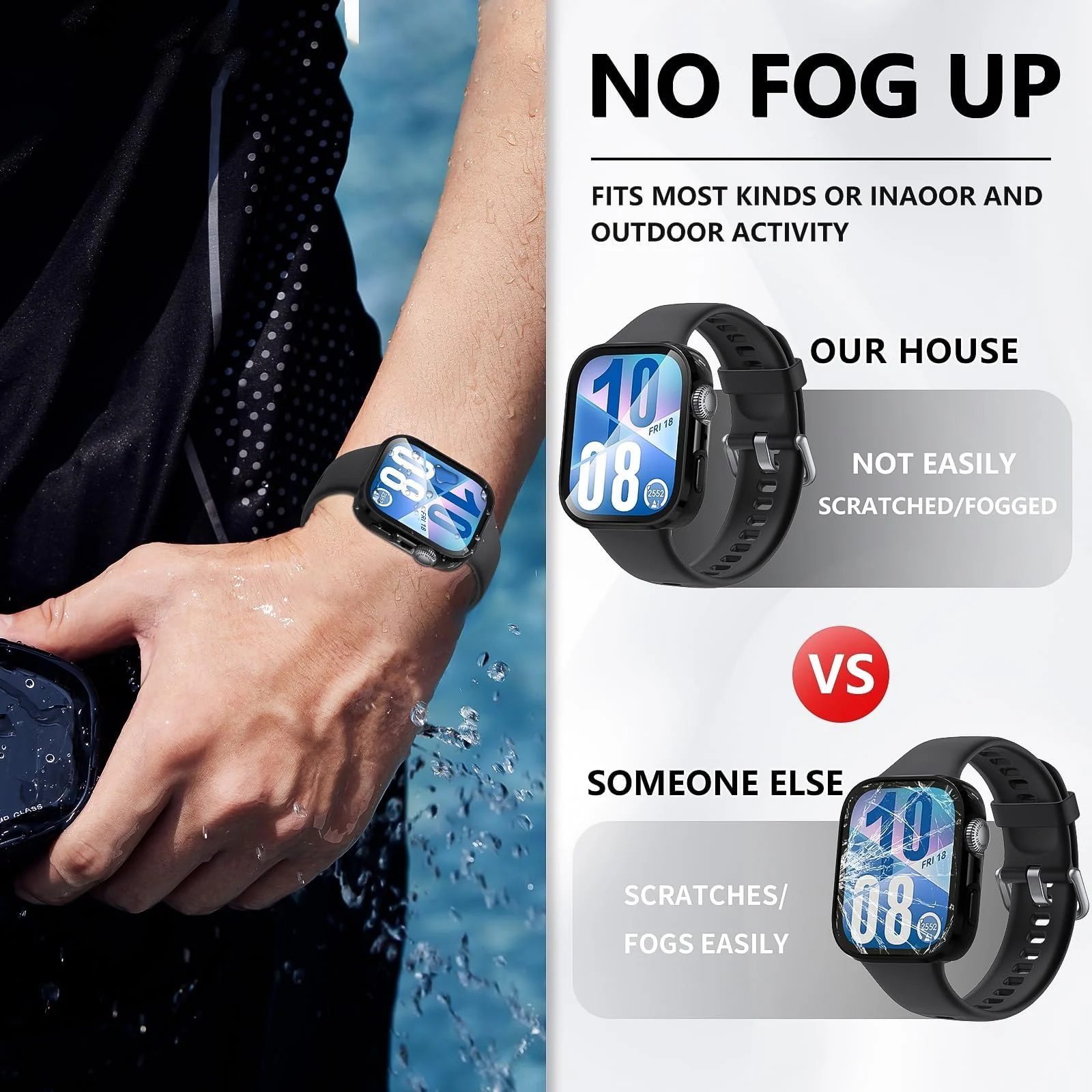 DL3 Mobilak Case Compatible with Huawei Watch Fit 4, Full Coverage Slim Hard Case Protective Bumper Built-in Tempered Glass Screen Protector Shell for Huawei Watch Fit 4 - Black