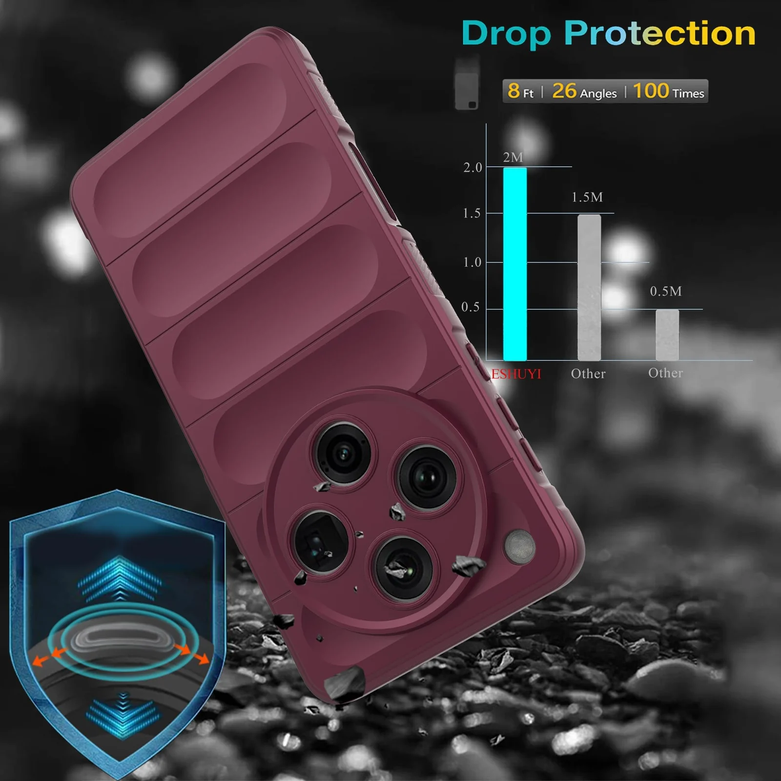 DL3 Mobilak Flexible Silicone and TPU Protective Case with Camera Protection for OPPO Find X8 Pro - Wine Red