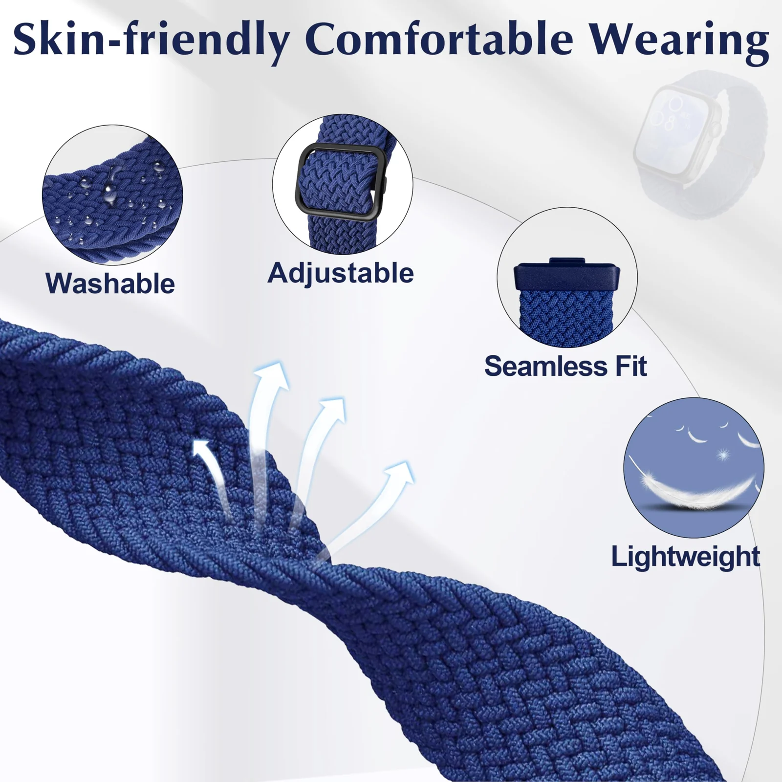 DL3 Mobilak Replacecment Band Compatible with Huawei Watch Fit 3 for Women Men, Adjustable Braided Bands Straps Elastics Sport Wristband Nylon Band for Huawei Watch Fit 3 Strap - Blue