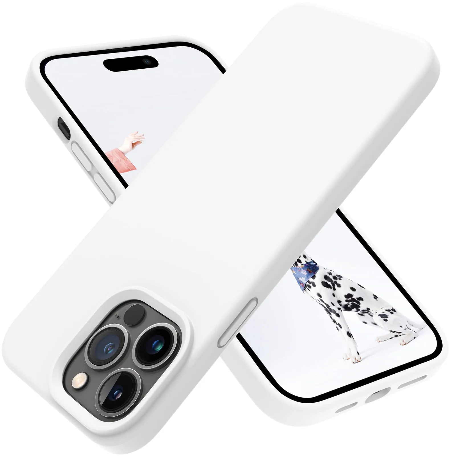DL3 Mobilak Liquid Silicone Protective Case with Soft Microfiber Lining for iPhone 13 Pro Max (6.7 Inch) - White