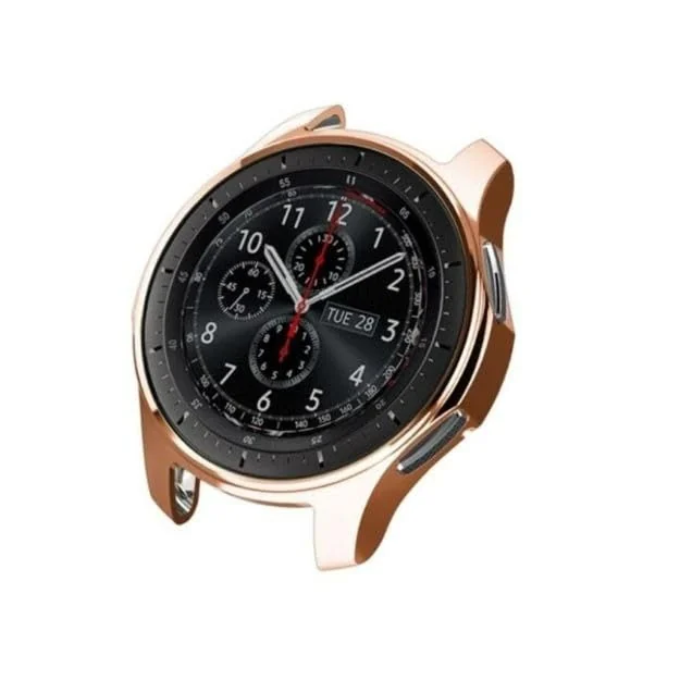 DL3 Mobilak Case Compatible with Samsung watch 4 classic 46mm Case All-Around Screen Protector Watch Soft TPU Shockproof Cover Slim Guard Thin Bumper Shell Protector - Rose Gold