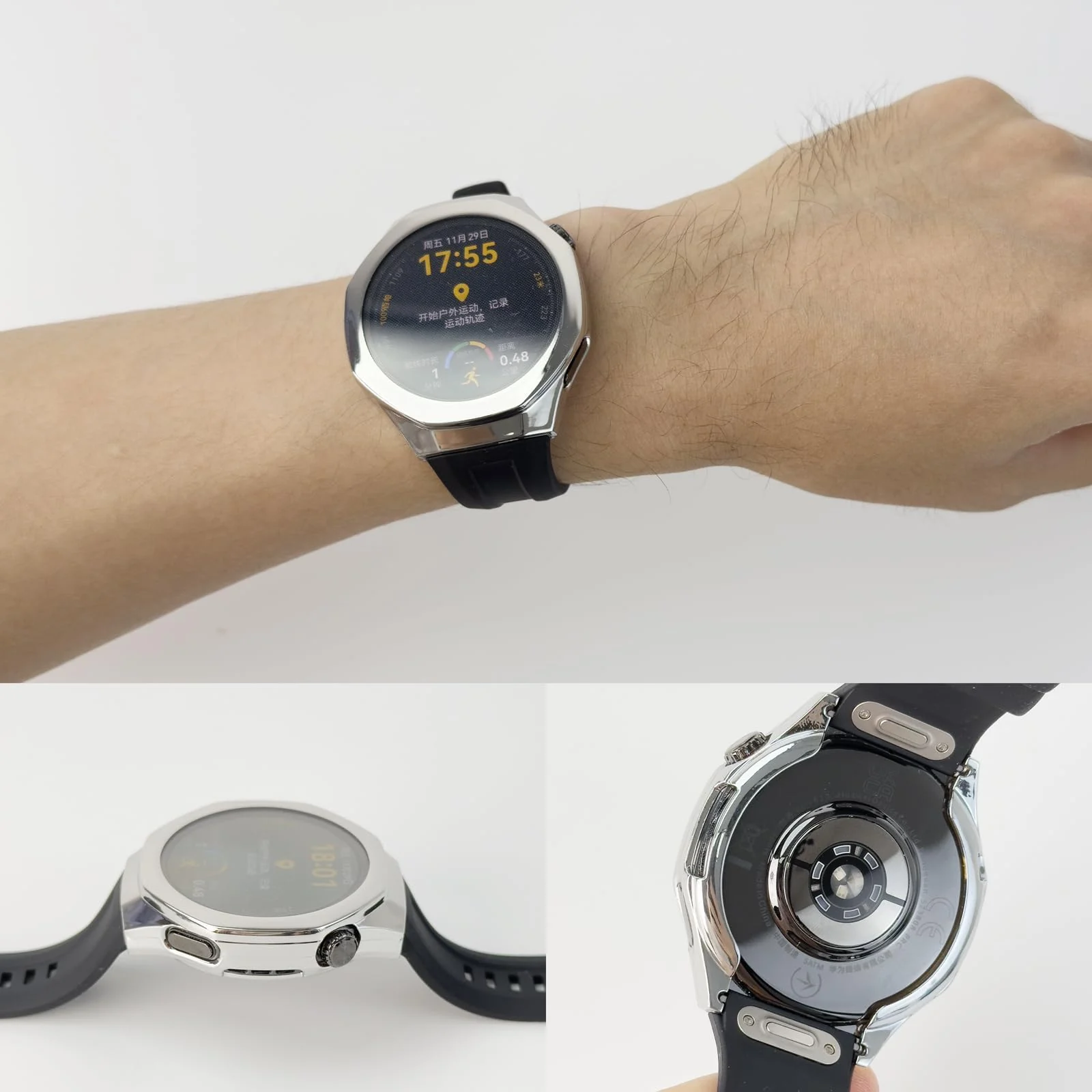 DL3 Mobilak Protective Case compatible with Huawei Watch GT 5 Pro 46mm, All-around Flexible TPU Case with Built-in Screen Protector, Soft Frame & Shockproof Cover fit Huawei Watch GT5 Pro - Silver