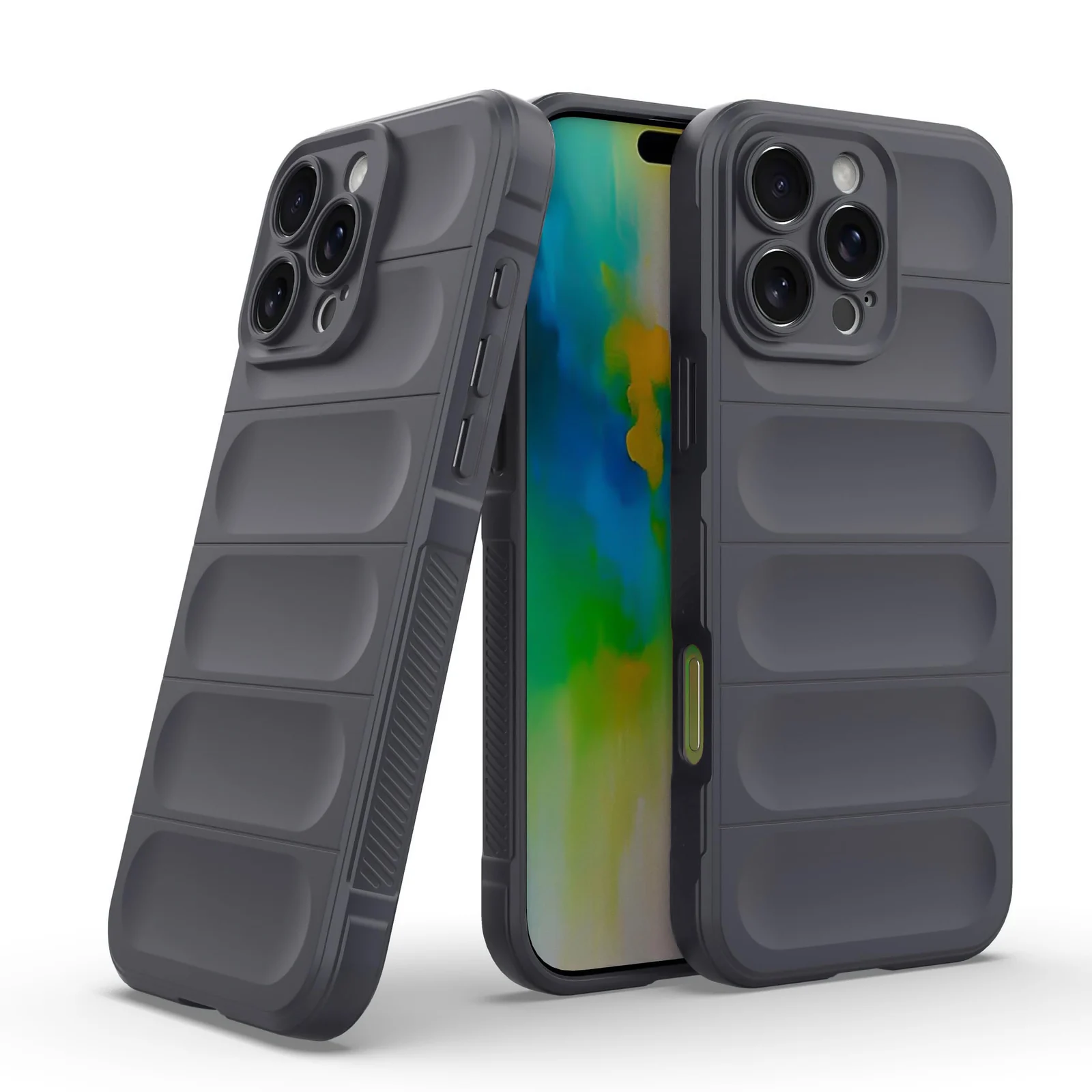 DL3 Mobilak Silicone Case for iPhone 16 Pro 6.3-Inch Heavy Duty Protective [Slim Fit] Shockproof Soft Flexible Protective Design Shock-Absorption TPU Cover With Camera Protection - Dark Gray