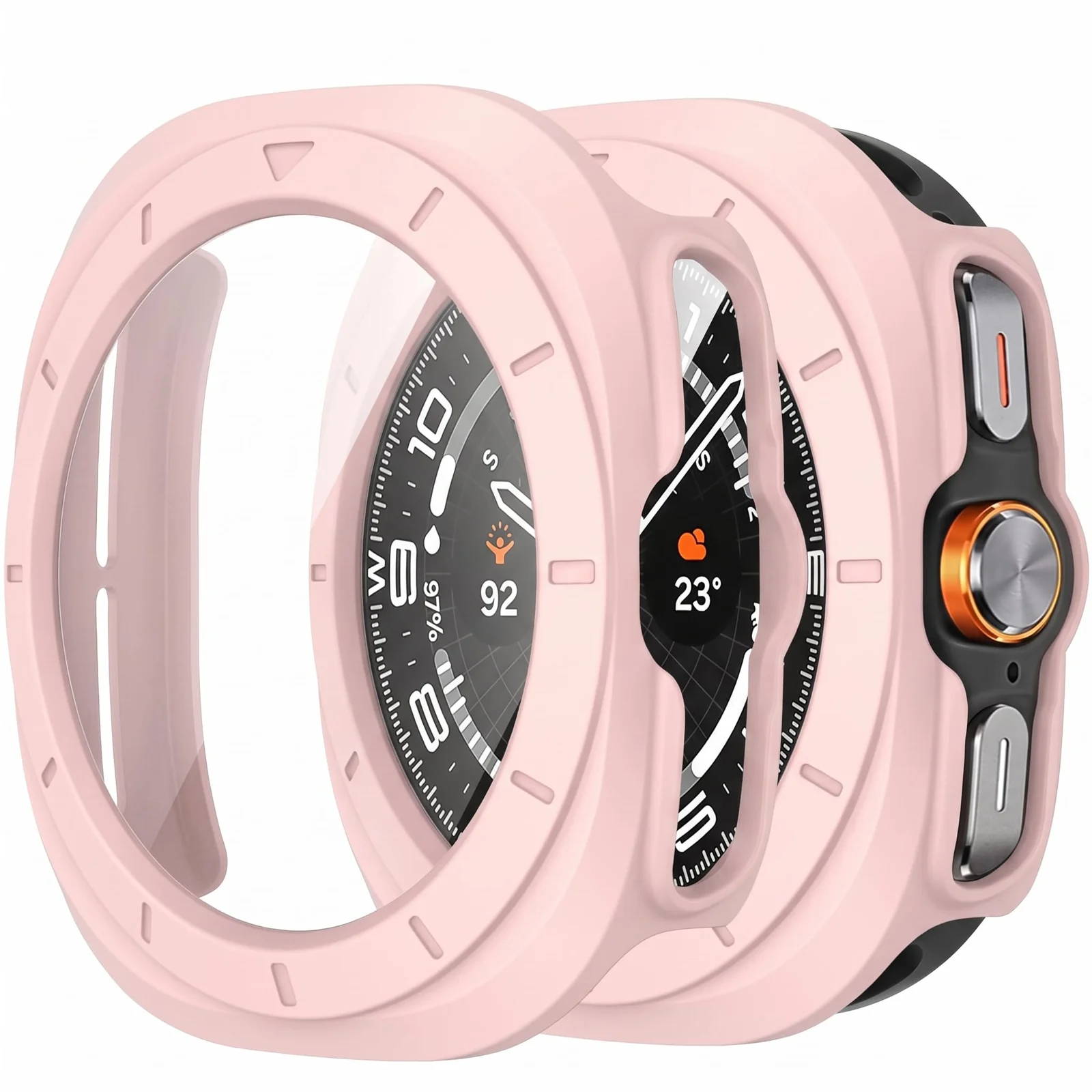 DL3 MOBILAK Full-Coverage Watch Case with Tempered Glass for Samsung Galaxy Watch Ultra 2025 / Galaxy Watch 7 Ultra 2024 47 mm, Pink