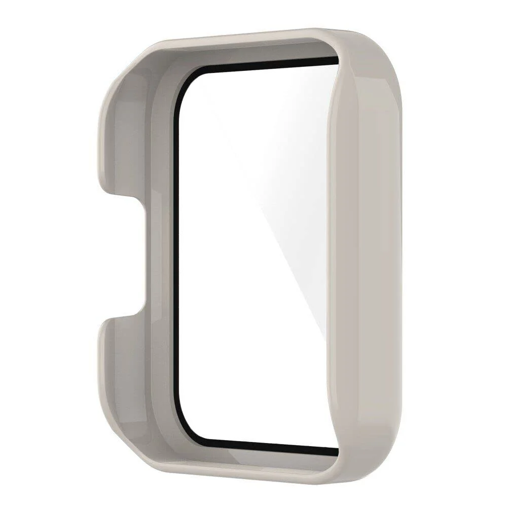 DL3 Mobilak Protective Case Compatible with Xiaomi Mi Redmi Watch 2 Lite, 9H Hardness PC Case Bumper Full Slim Protective Cover with Tempered Glass For Redmi Watch2 Lite - Ivory White