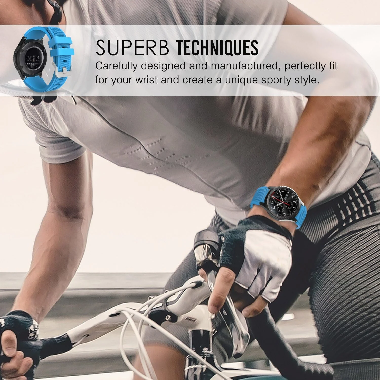 DL3 Mobilak Sport Silicone Band 20MM Strap For Samsung Gear Sport/Watch 6/5/4/5 Pro 45mm/S2 classic/active 2 40mm 44mm/Amazfit GTS/2/2e/GTS3/3 Pro/2 Mini/3 Mini/Bip 3/Bip 3 Pro - Sky Blue