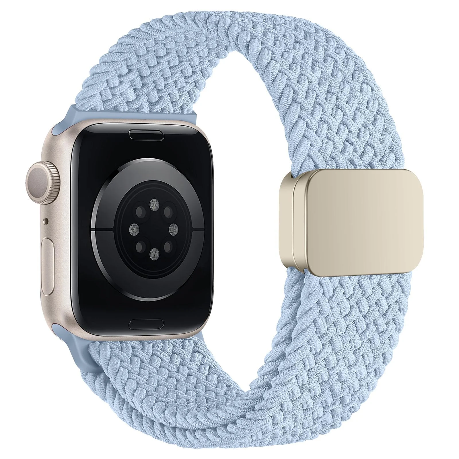 DL3 Mobilak Sport Solo Loop Compatible with Apple Watch Band 42mm 44mm 45mm 46mm 49mm for Women Men, Magnetic Strap Stretchy Braided Wristband for iWatch Series 11 10 9 8 7 6 5 4 3 Ultra 3 2 1 SE SE2 - Light Blue